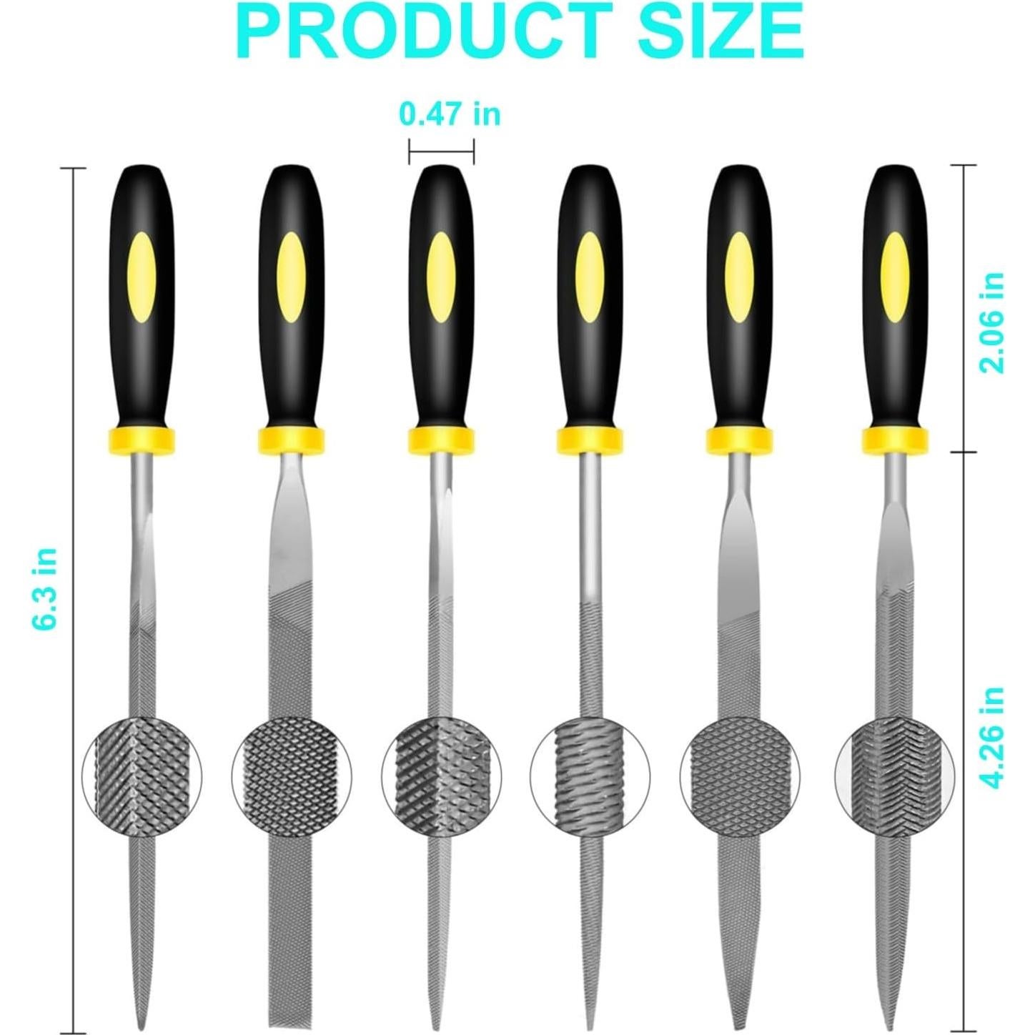 Juego de 6 archivos de aguja WARMTREE 10.16 cm acero al carbono