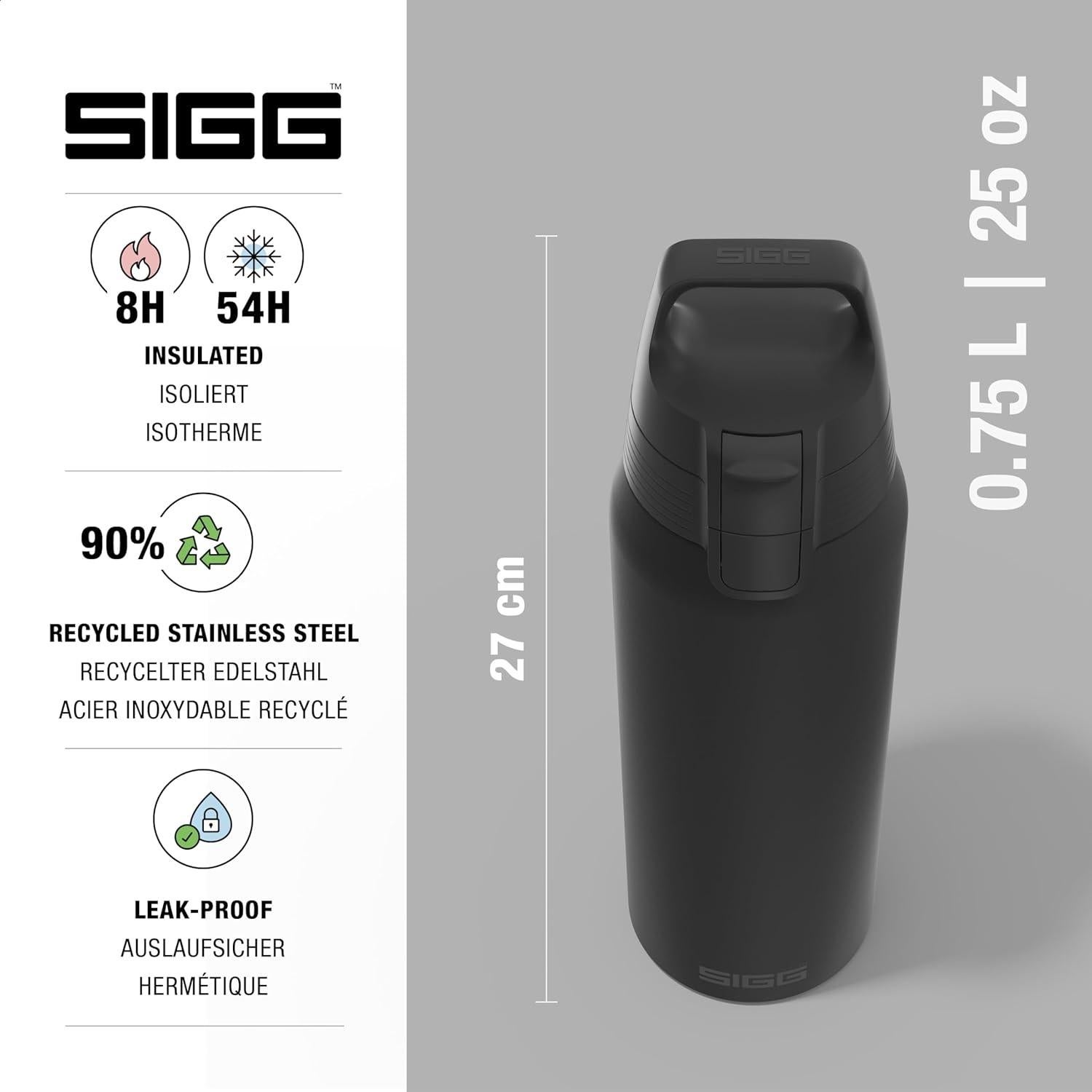 Botella de Agua Aislada SIGG Shield Therm 0.75L Negra