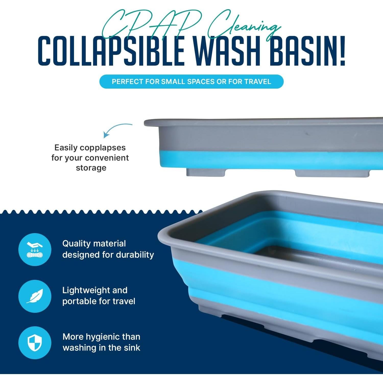 Kit de Limpieza CPAP RawRock con Cepillo y Cubeta Plegable