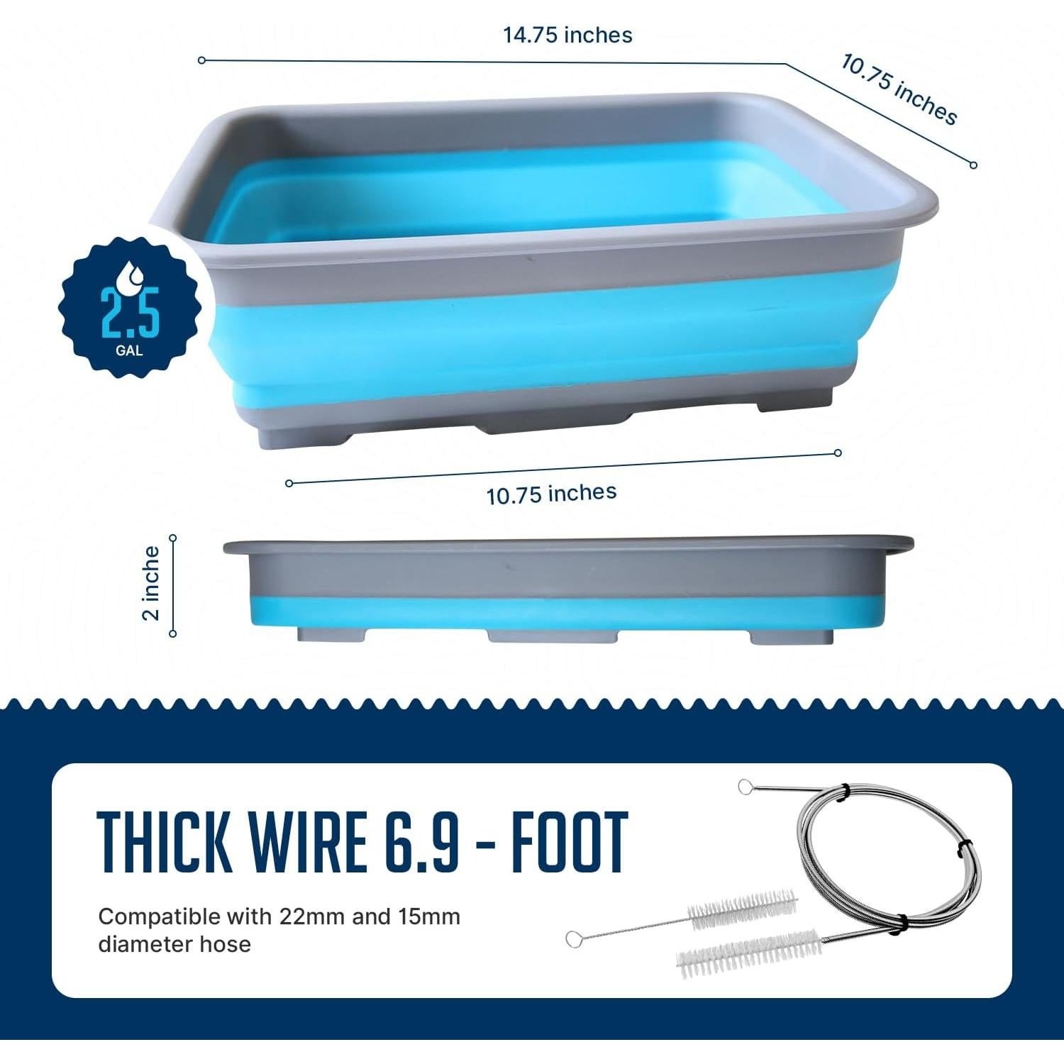 Kit de Limpieza CPAP RawRock con Cepillo y Cubeta Plegable