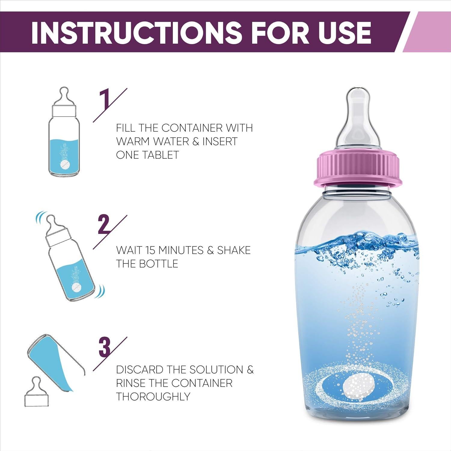 Tabletas de Limpieza Natural CleanHike para Botellas Bebé - 30 Unidades