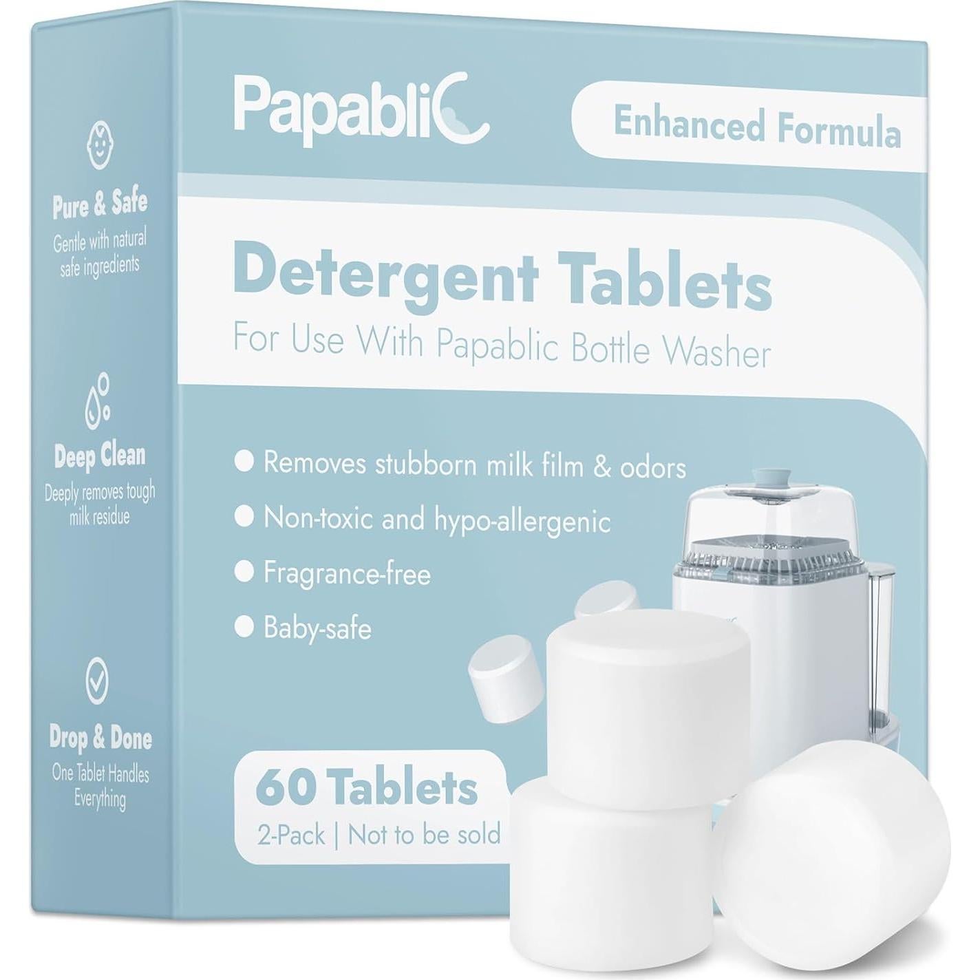 Tabletas de Jabón Detergente Papablic 60 Pcs para Biberones