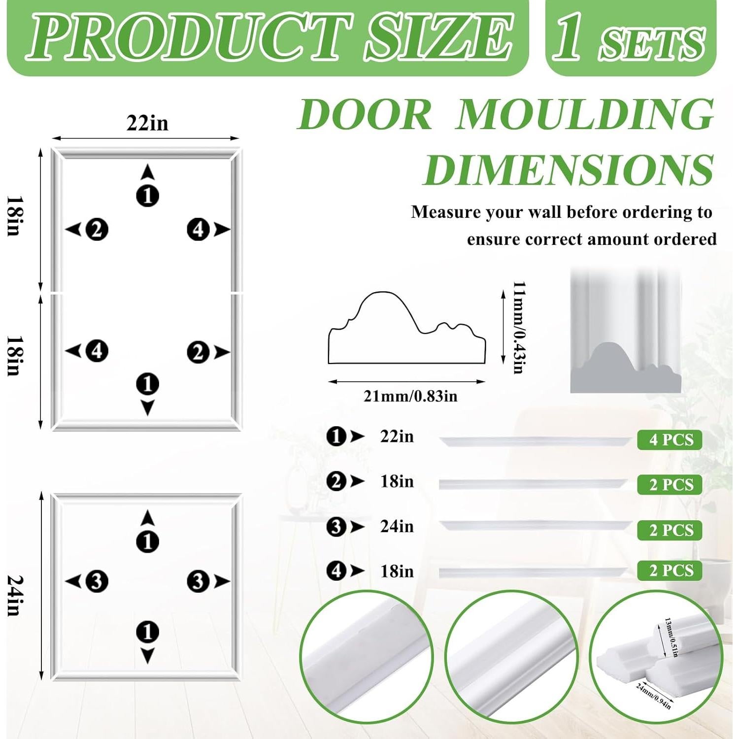 Kit de Moldura de Puerta Autoadhesiva Colingmill 10 Piezas