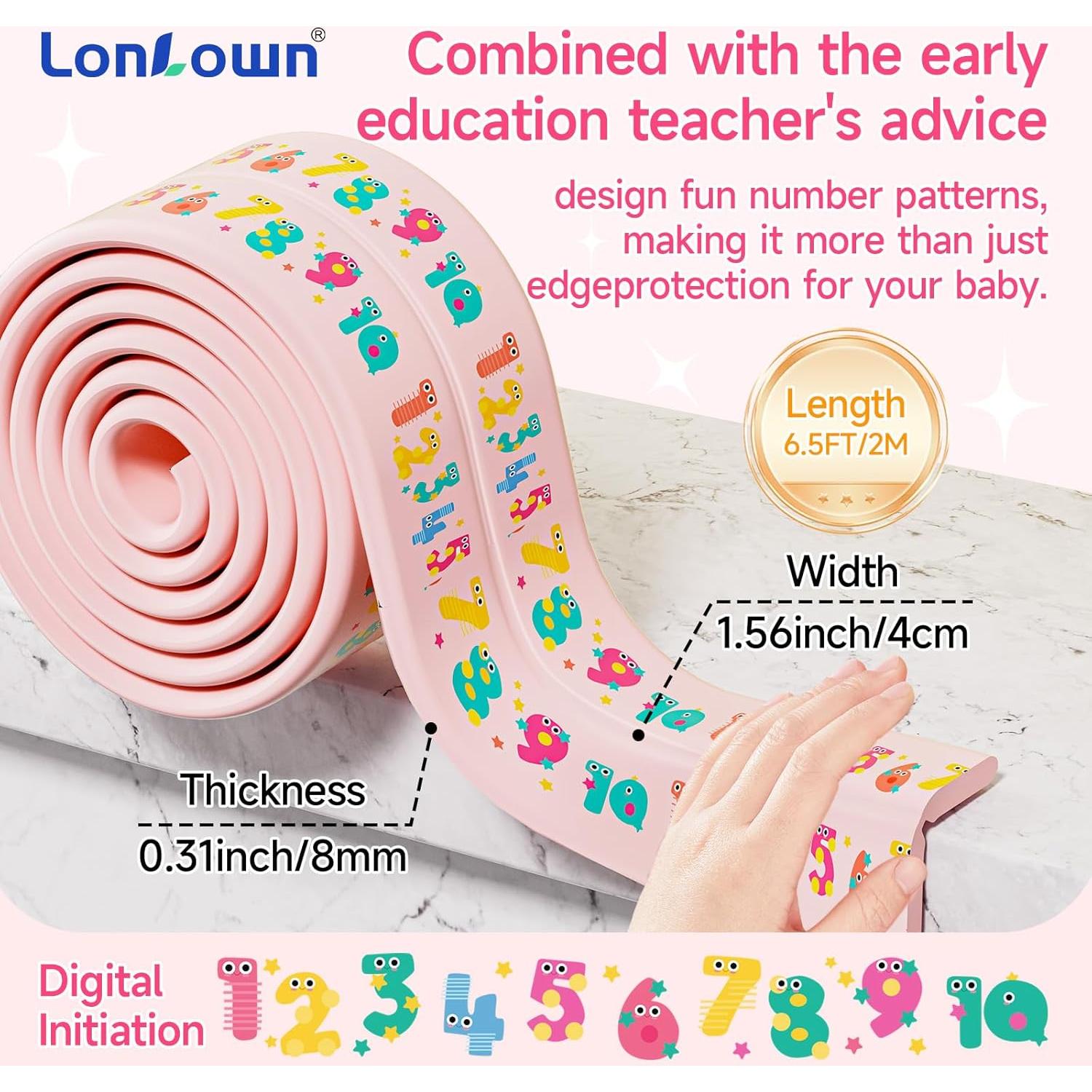 Protector de Bordes para Bebé Lonlown 2m Espuma Inodora Rosa