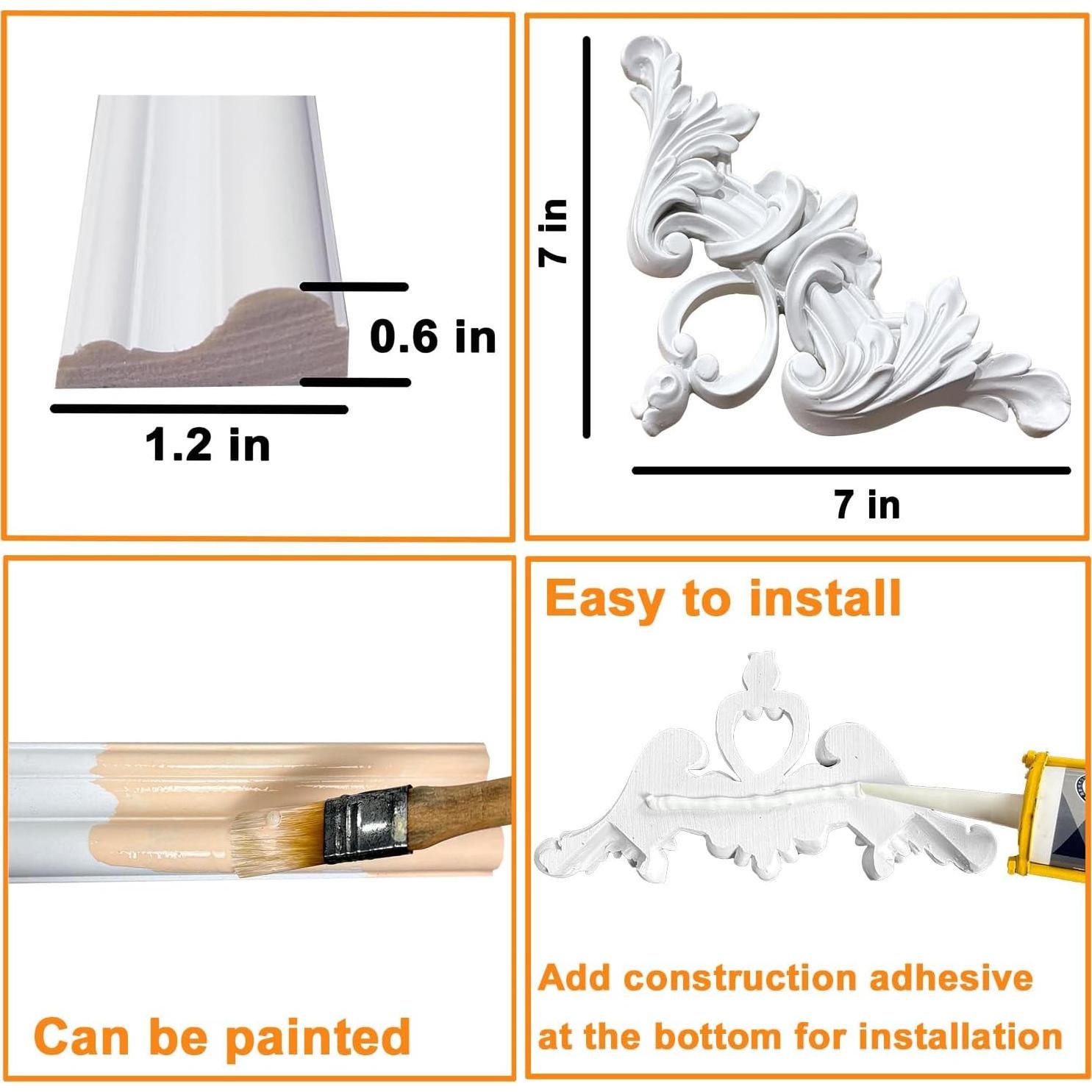 Kit de Molduras de Pared YU LI 3DH 8 Esquinas Blancas 203.2x78.74cm