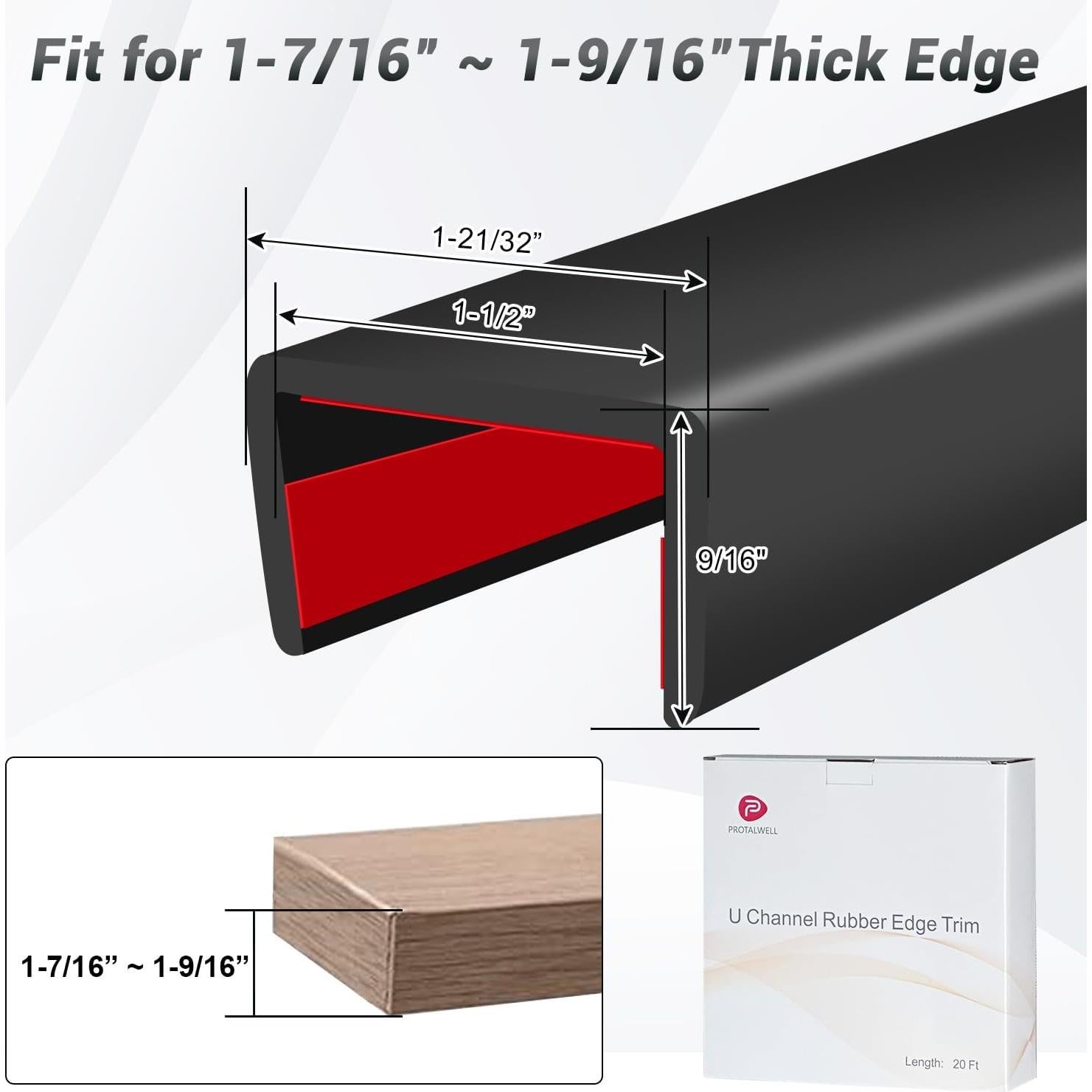 Bisel de goma Protalwell 1.5" x 6.1m autoadhesivo negro