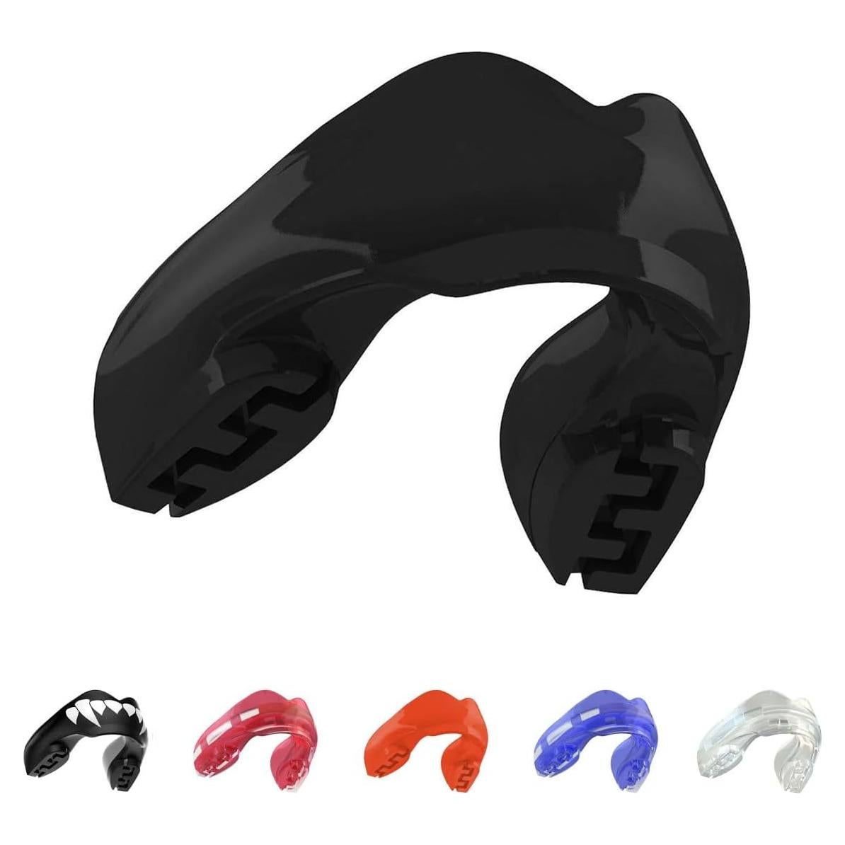 SAFEJAWZ Mouthguard for Braces, Upper & Lower Protection Remoldable Mouth Guard with Case for Boxing, Basketball, Football, MMA, Lacrosse, Hockey and All Contact Sports One Size (Black)