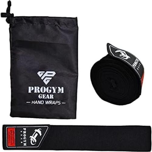 Vendajes de Mano de Boxeo ProGym Gear 4.5m Elásticos Negros