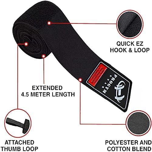 Vendajes de Mano de Boxeo ProGym Gear 4.5m Elásticos Negros