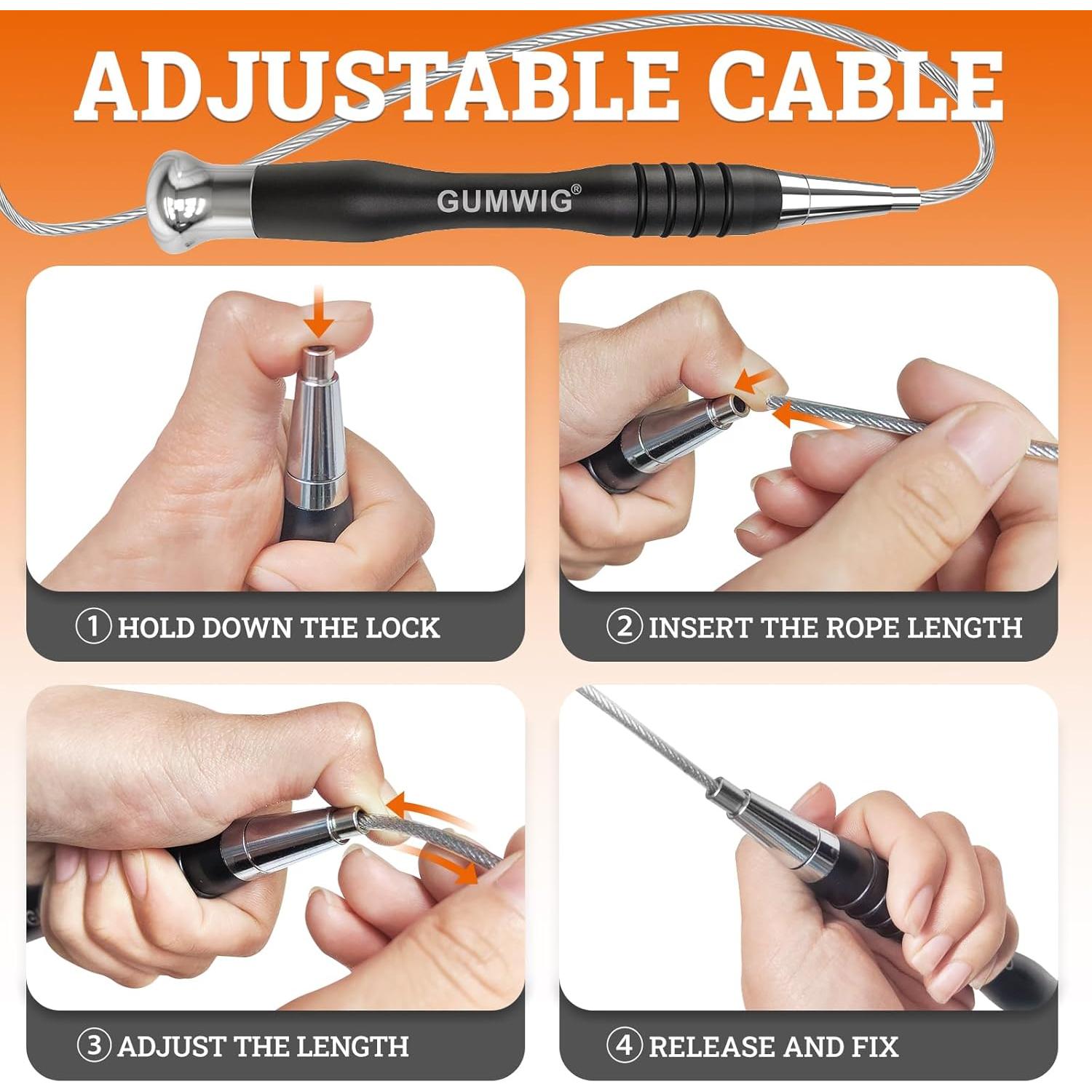 High Speed Jump Rope for Adults Men Women, Double Under Jumping Ropes for Workout Fitness Professional Training Boxing, Weighted Skipping Workout with Tang-free Cable, Stainless Steel Handle with Removable Counterweight Rob