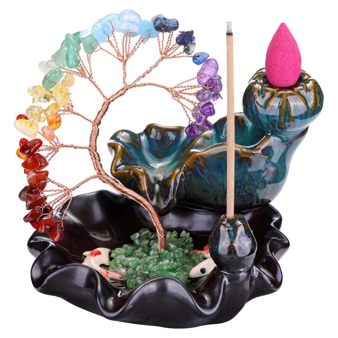 Quemador de Incienso de Retroceso Jovivi 7 Chakras Cerámica