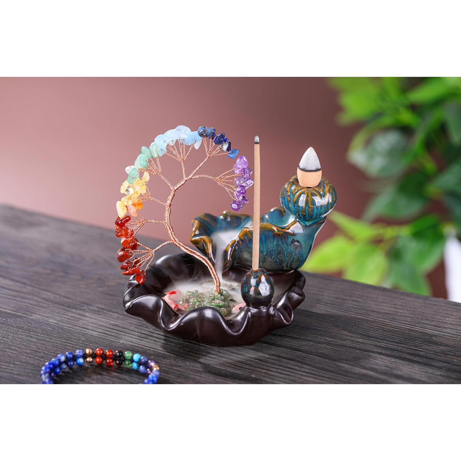 Quemador de Incienso de Retroceso Jovivi 7 Chakras Cerámica