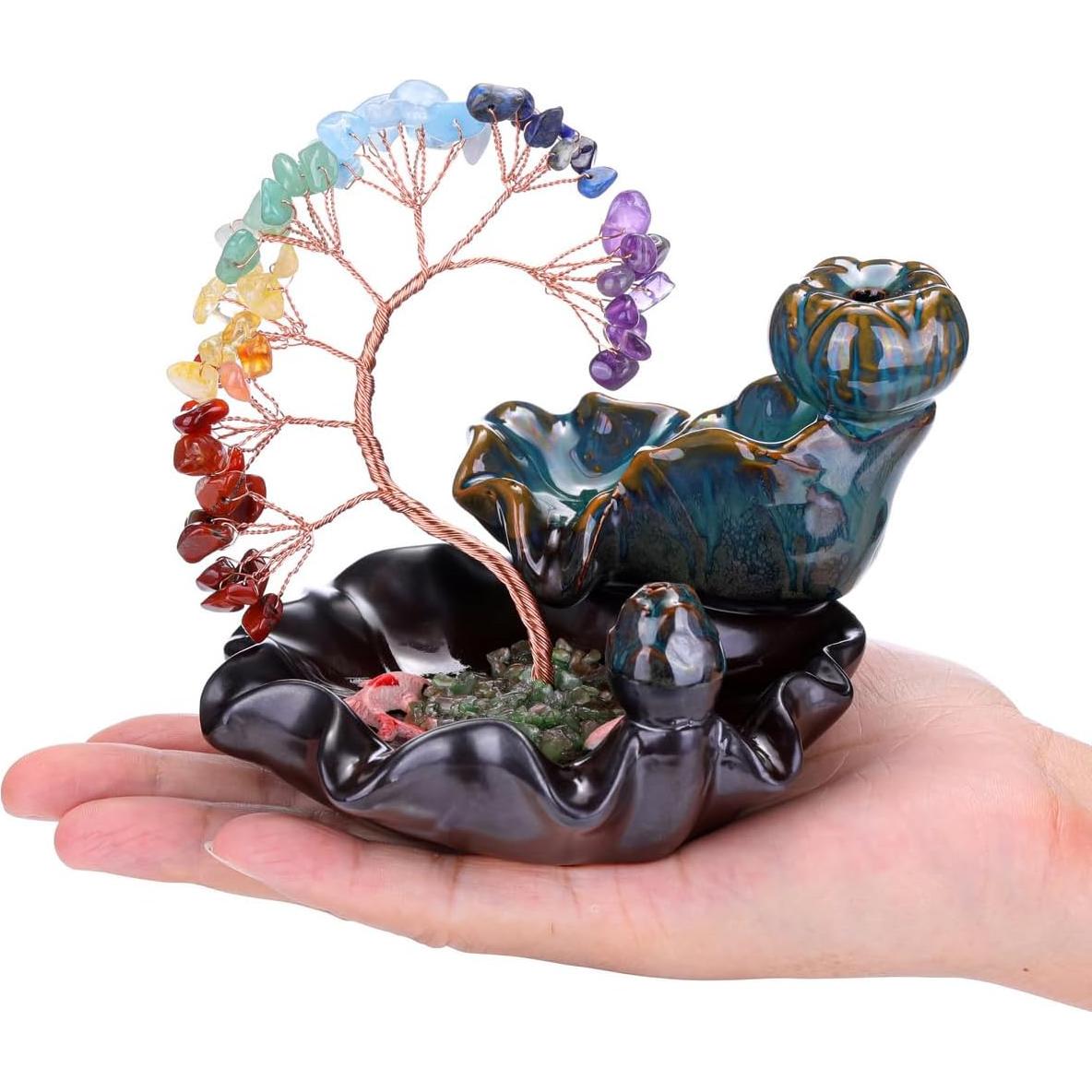 Quemador de Incienso de Retroceso Jovivi 7 Chakras Cerámica