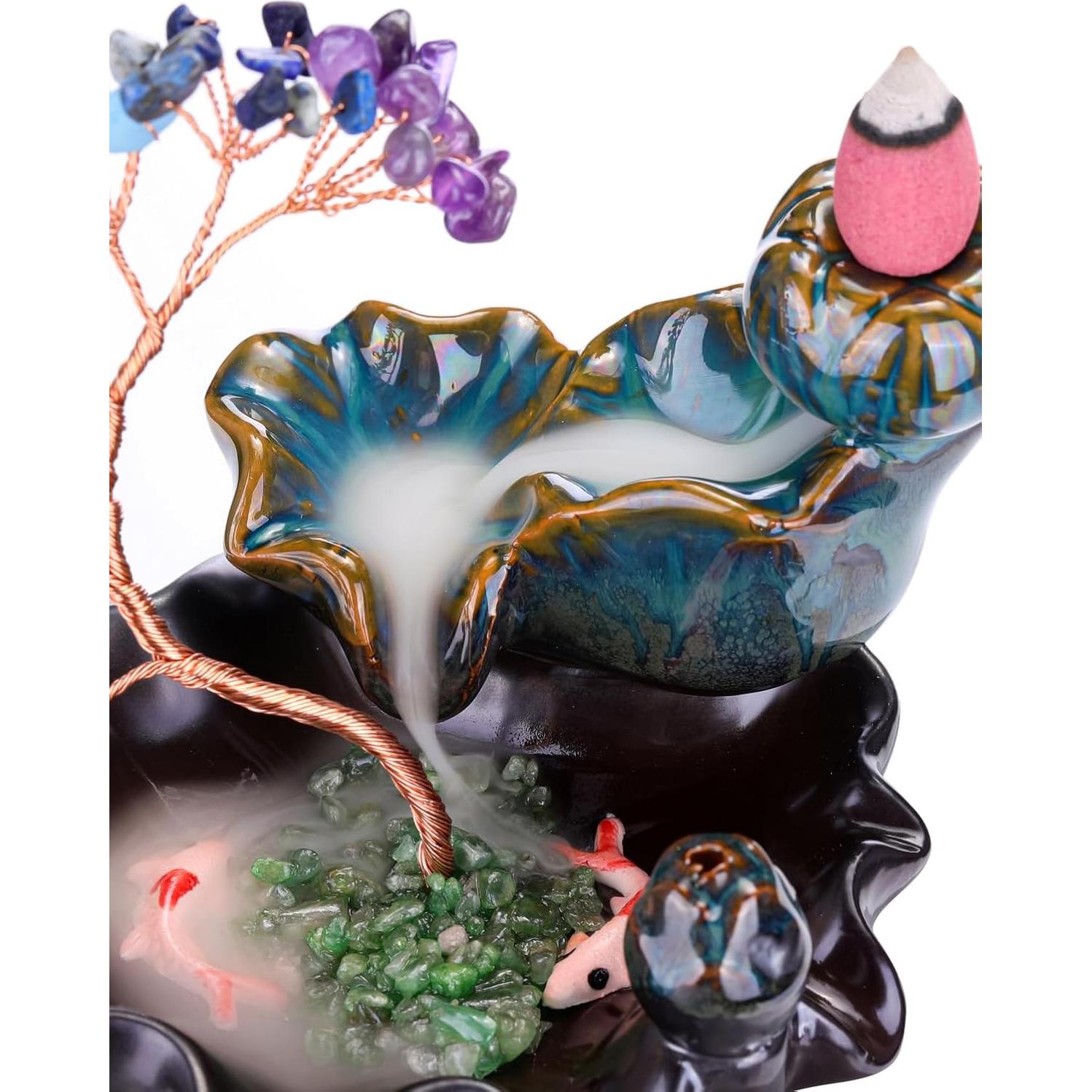 Quemador de Incienso de Retroceso Jovivi 7 Chakras Cerámica