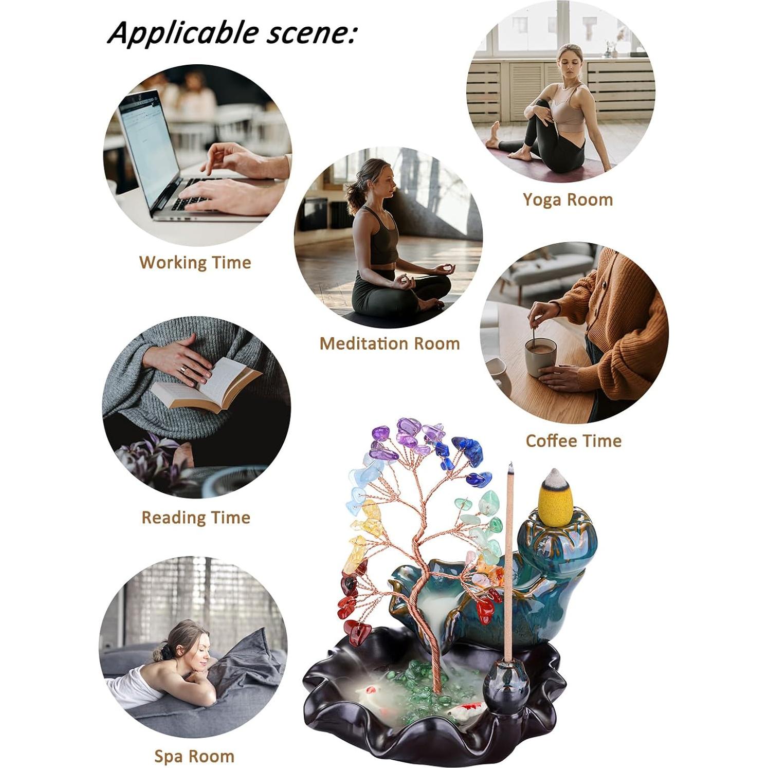 Quemador de Incienso de Retroceso Jovivi 7 Chakras Cerámica