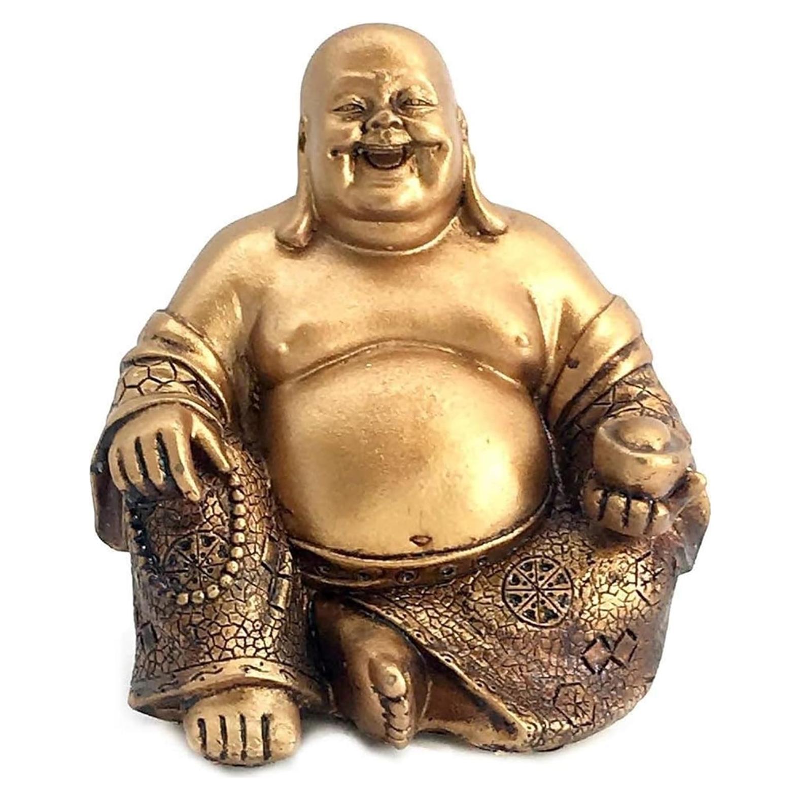 Estatua Buda Riente Dorado Bellaa 14 cm Feng Shui Prosperidad