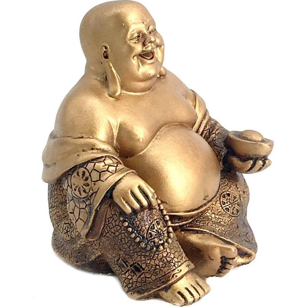 Estatua Buda Riente Dorado Bellaa 14 cm Feng Shui Prosperidad