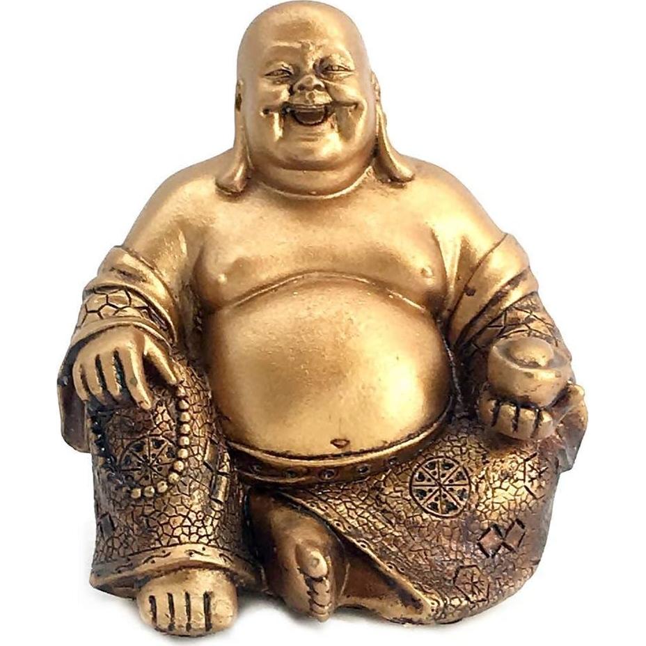 Estatua Buda Riente Dorado Bellaa 14 cm Feng Shui Prosperidad