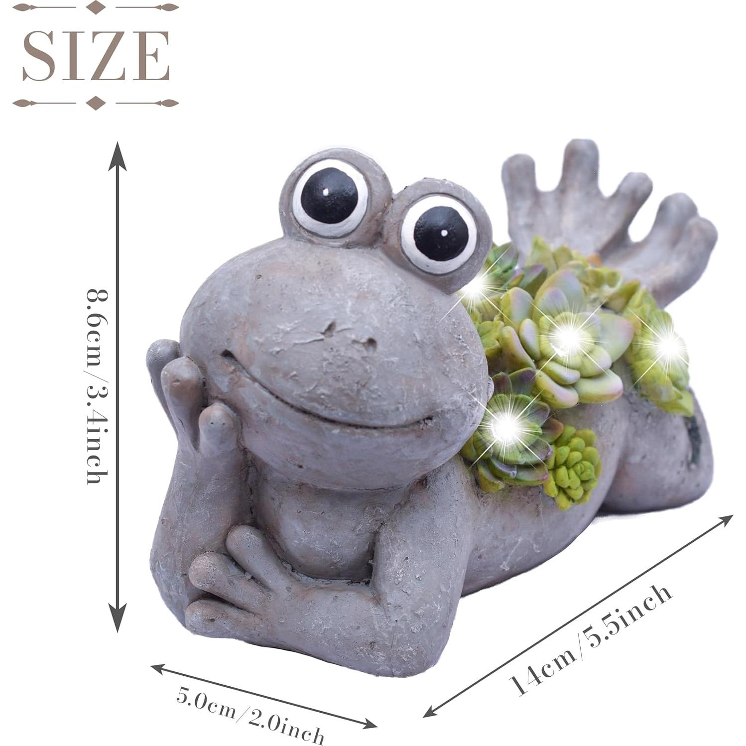 Estatua de Rana con Luz Solar Teresa's Collections 14 cm