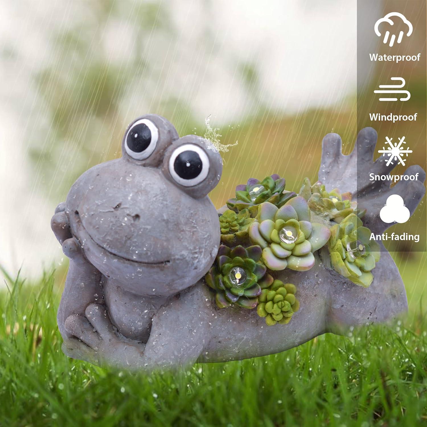 Estatua de Rana con Luz Solar Teresa's Collections 14 cm