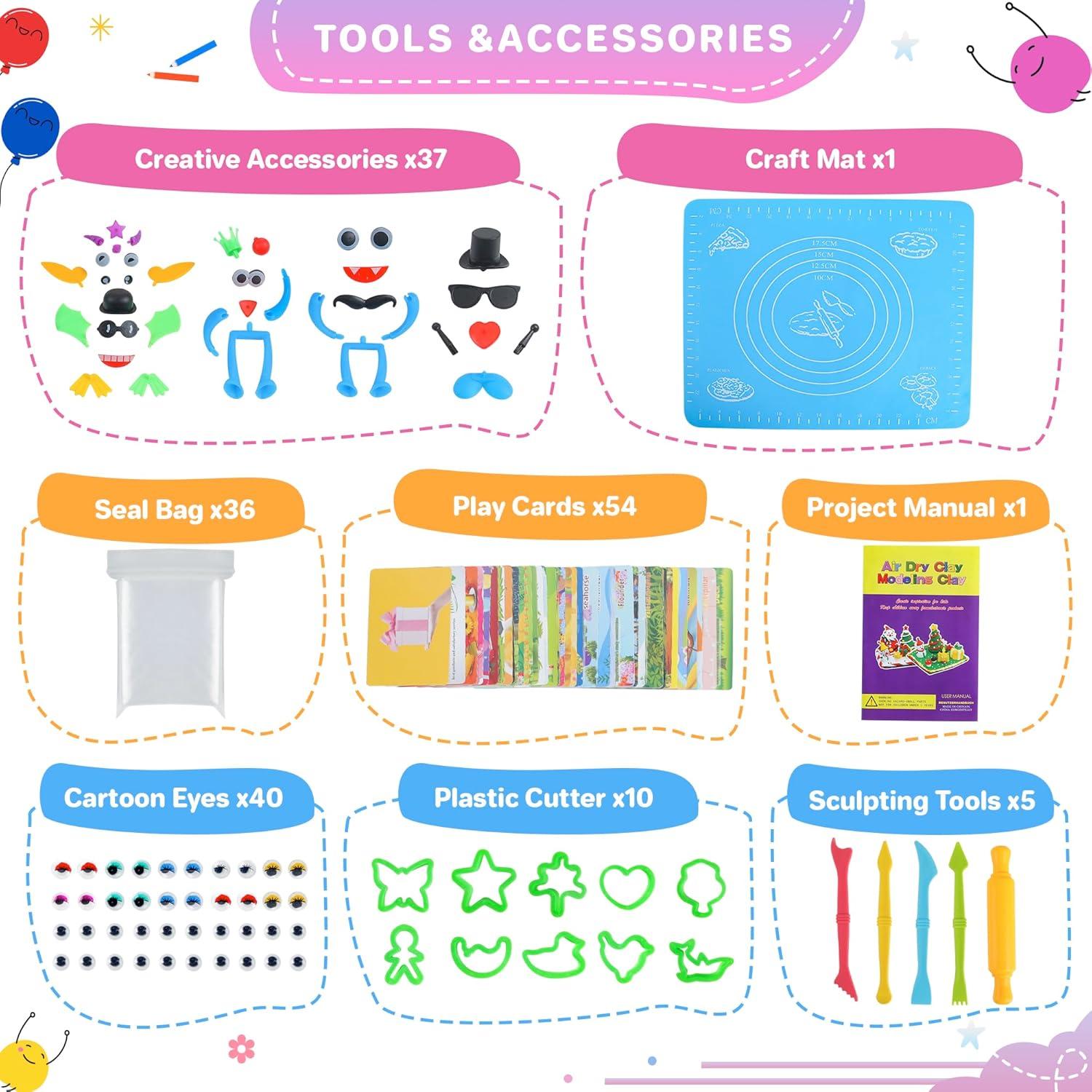 Kit de Arcilla Secada al Aire Aestd-ST 42 Colores para Niños