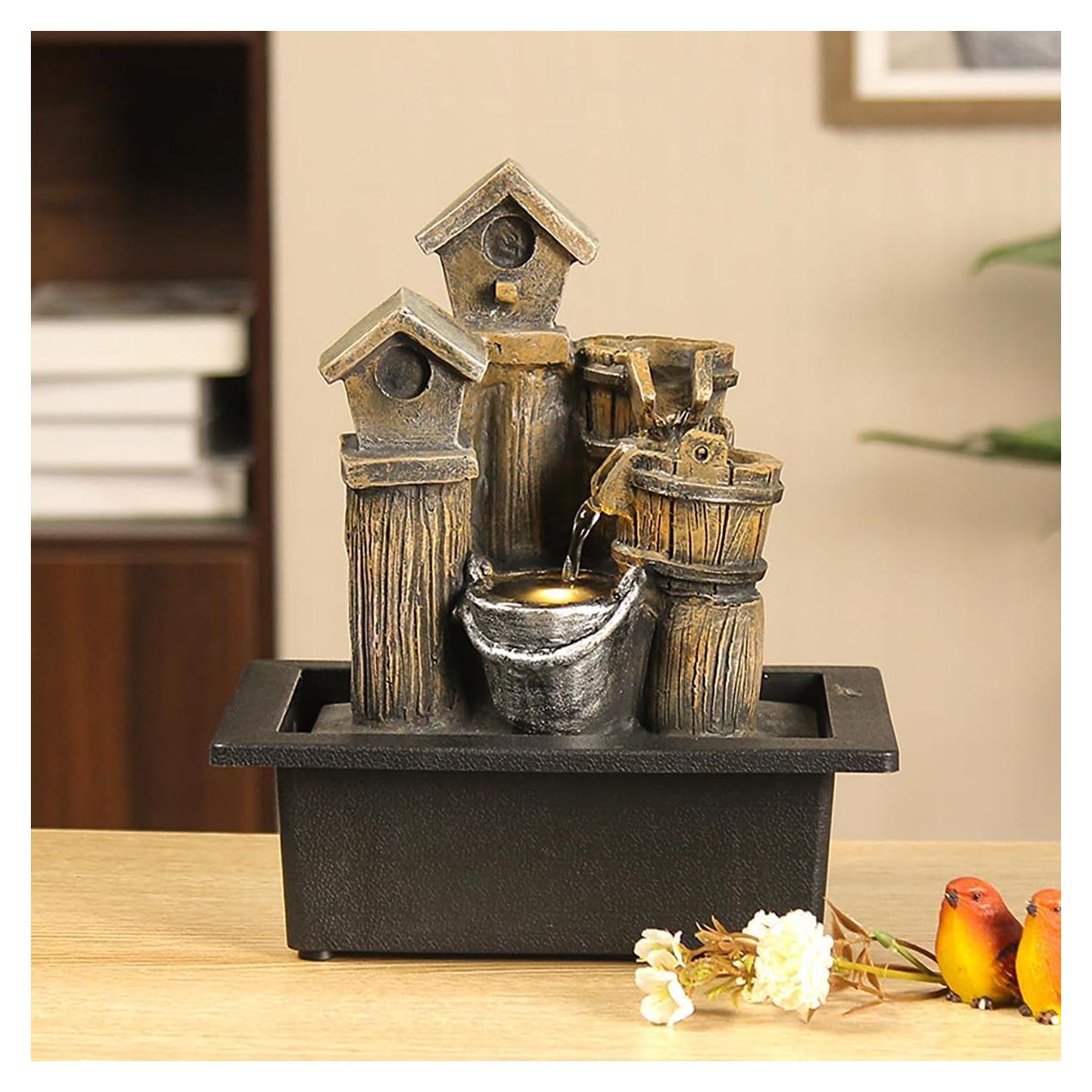 Fuente de Agua de Mesa Bocnity con Luz y Rocas Naturales