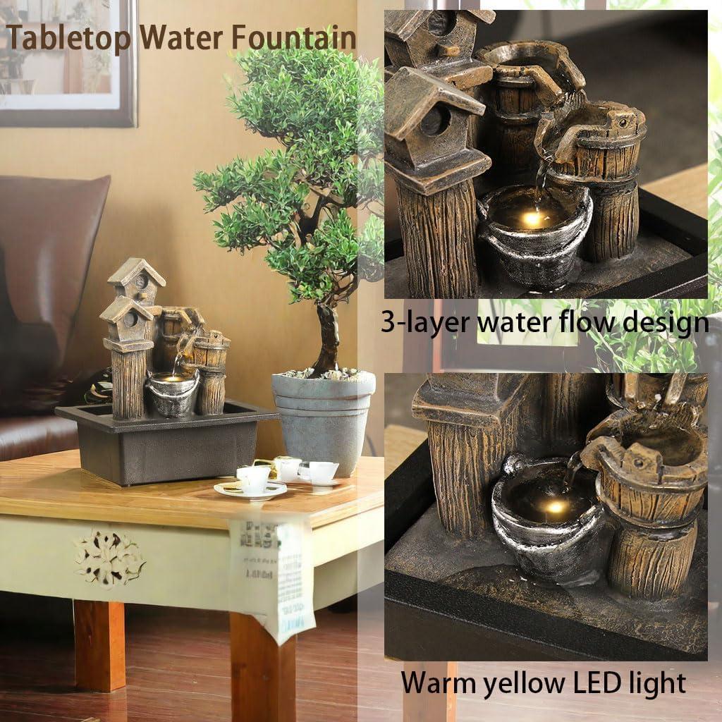 Fuente de Agua de Mesa Bocnity con Luz y Rocas Naturales