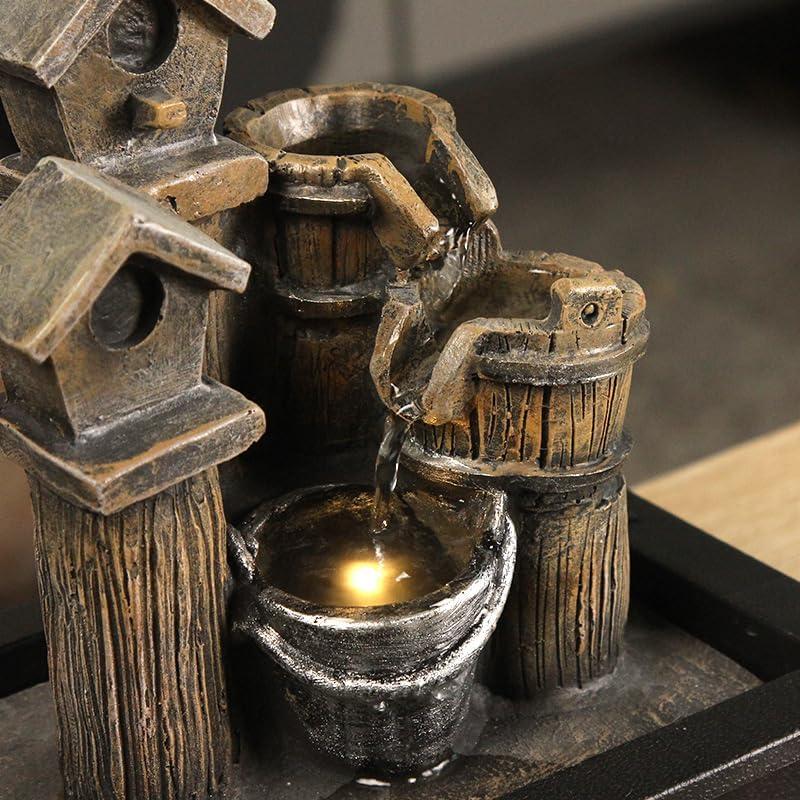 Fuente de Agua de Mesa Bocnity con Luz y Rocas Naturales