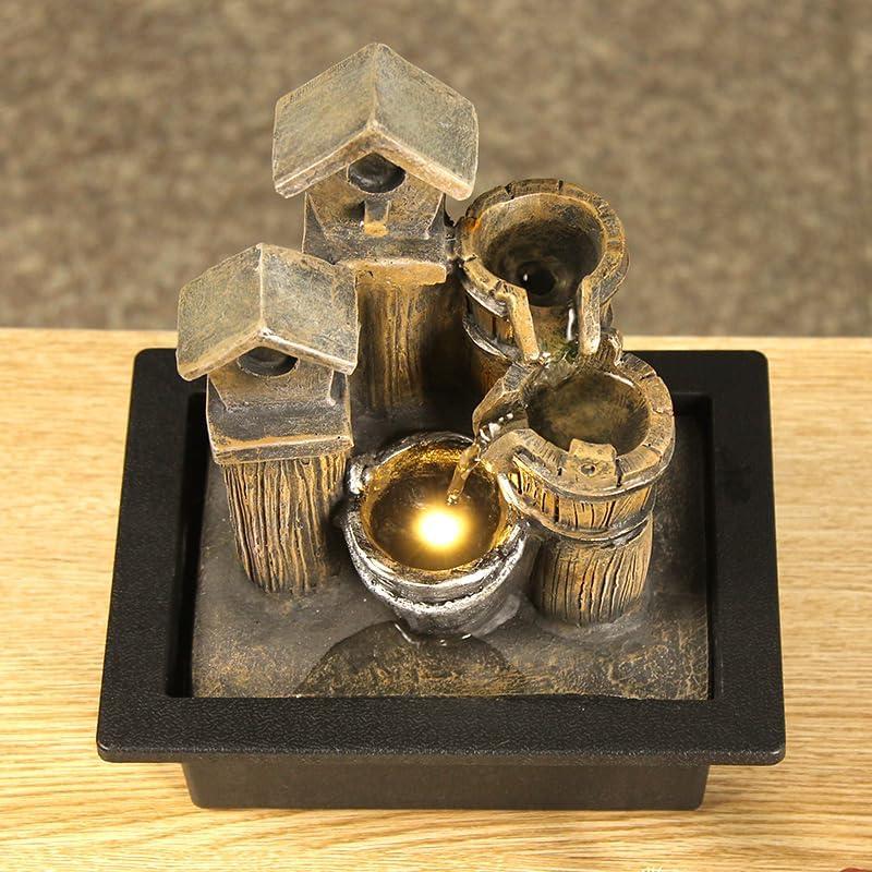 Fuente de Agua de Mesa Bocnity con Luz y Rocas Naturales