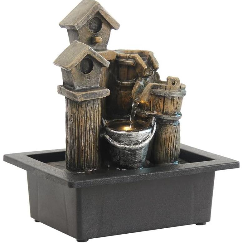 Fuente de Agua de Mesa Bocnity con Luz y Rocas Naturales