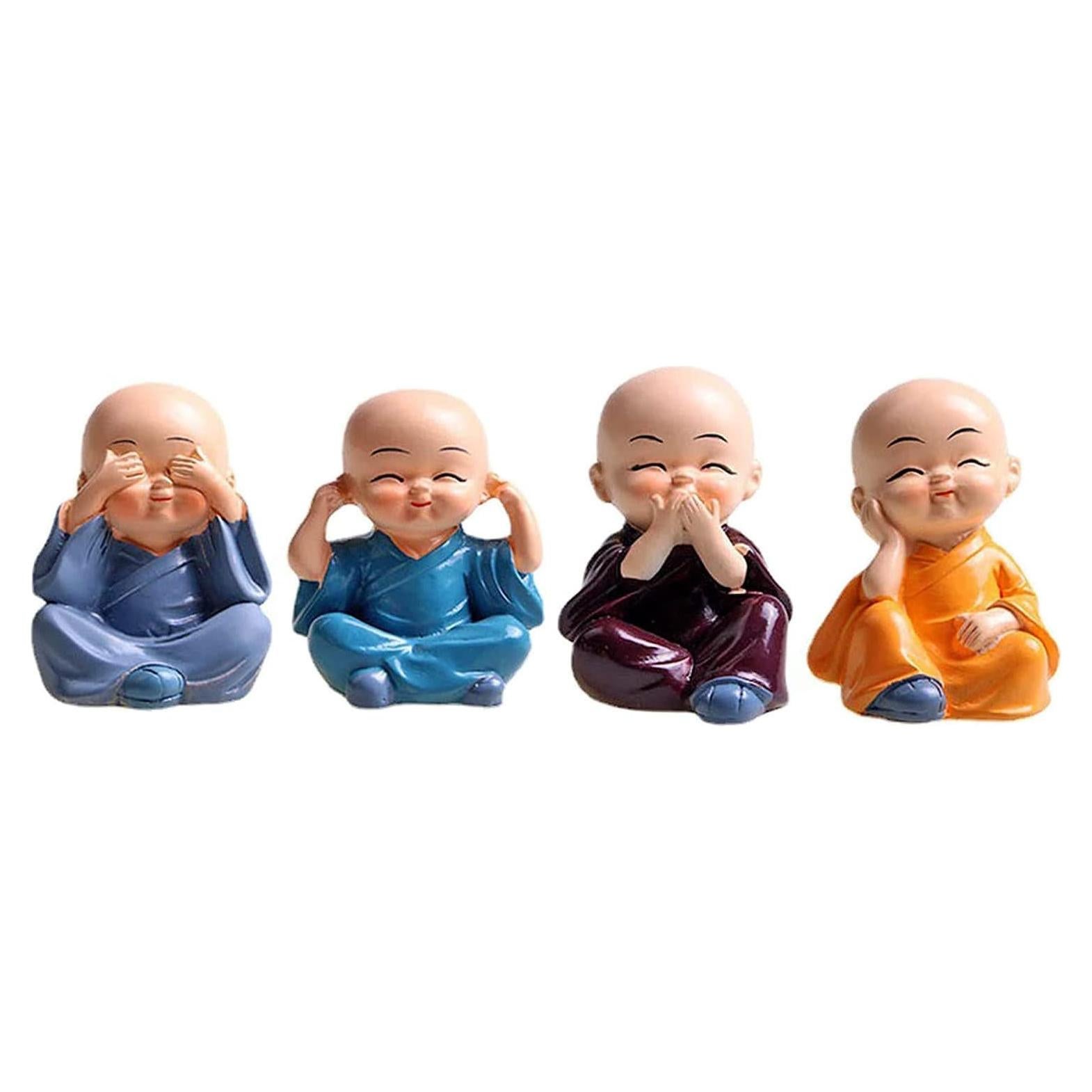 Estatuas de Monje Kung Fu 4PCS ZHOUQZSF 14x10 cm Decoración