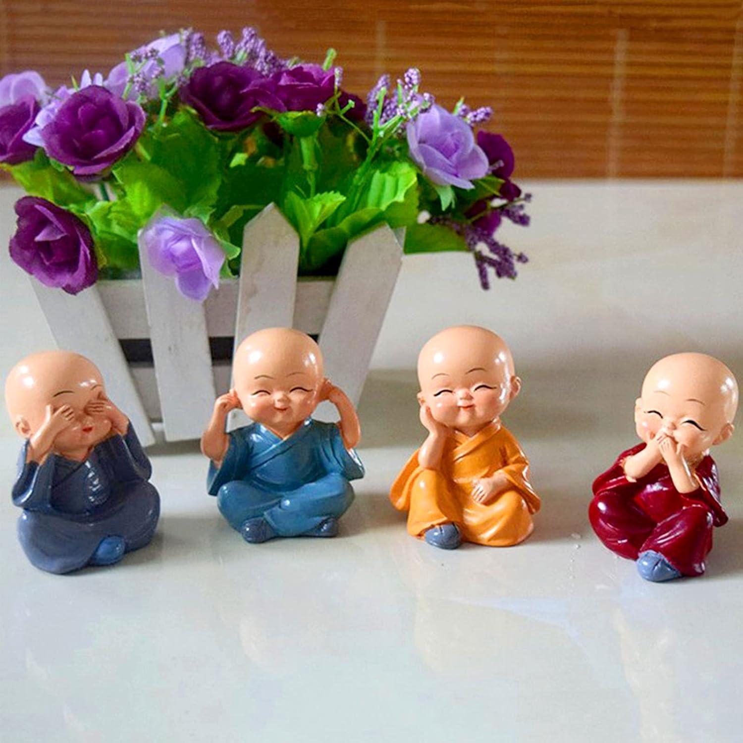 Estatuas de Monje Kung Fu 4PCS ZHOUQZSF 14x10 cm Decoración