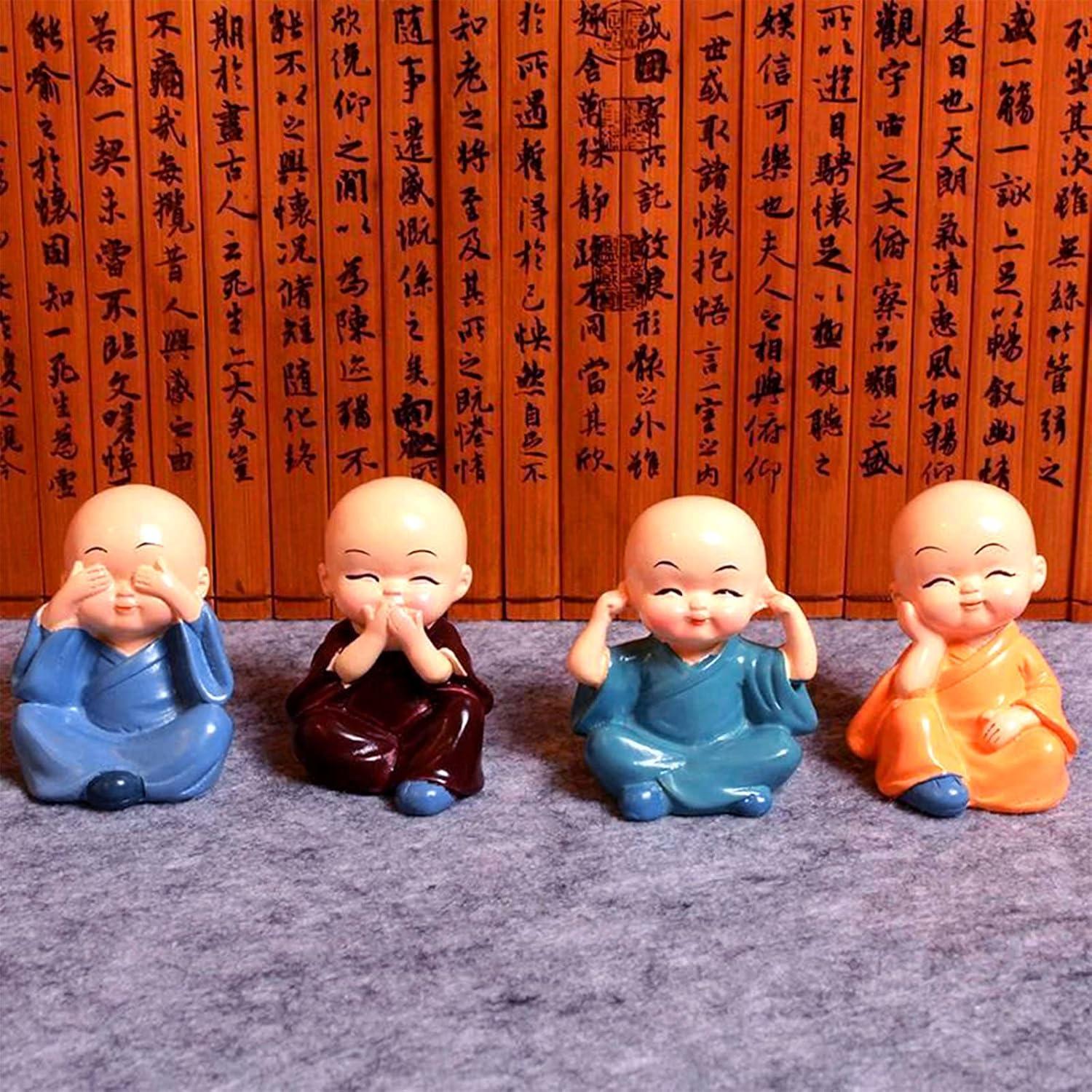 Estatuas de Monje Kung Fu 4PCS ZHOUQZSF 14x10 cm Decoración