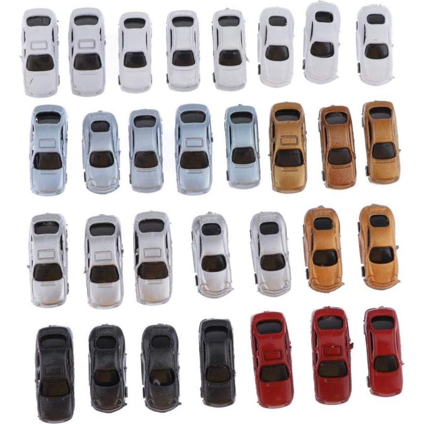 30 Mini Coches Multicolor LoveinDIY Escala Z 1:200