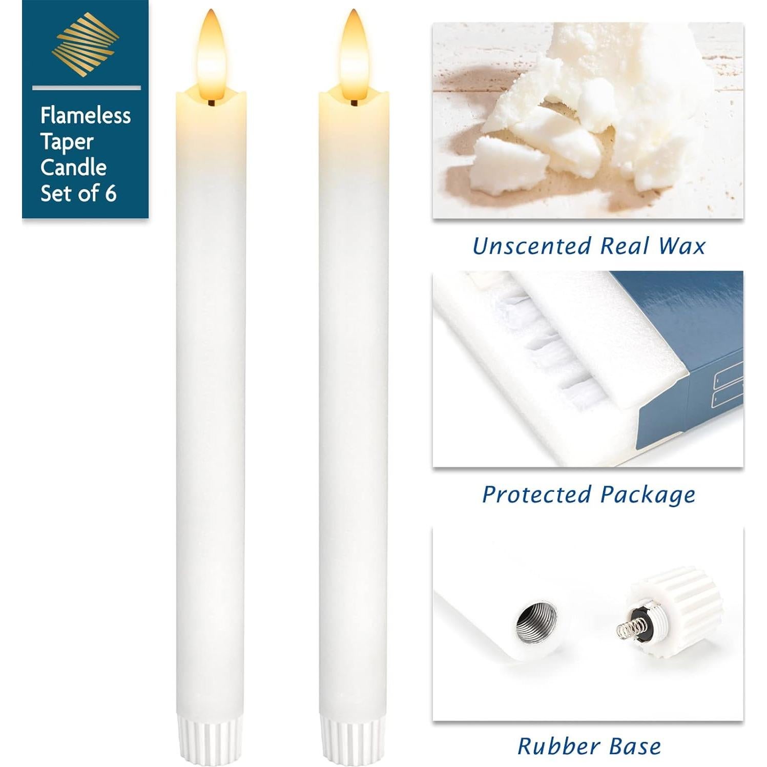 Juego de 6 Velas LED Sin Llama SEHNSY 24.4 cm con Control Remoto