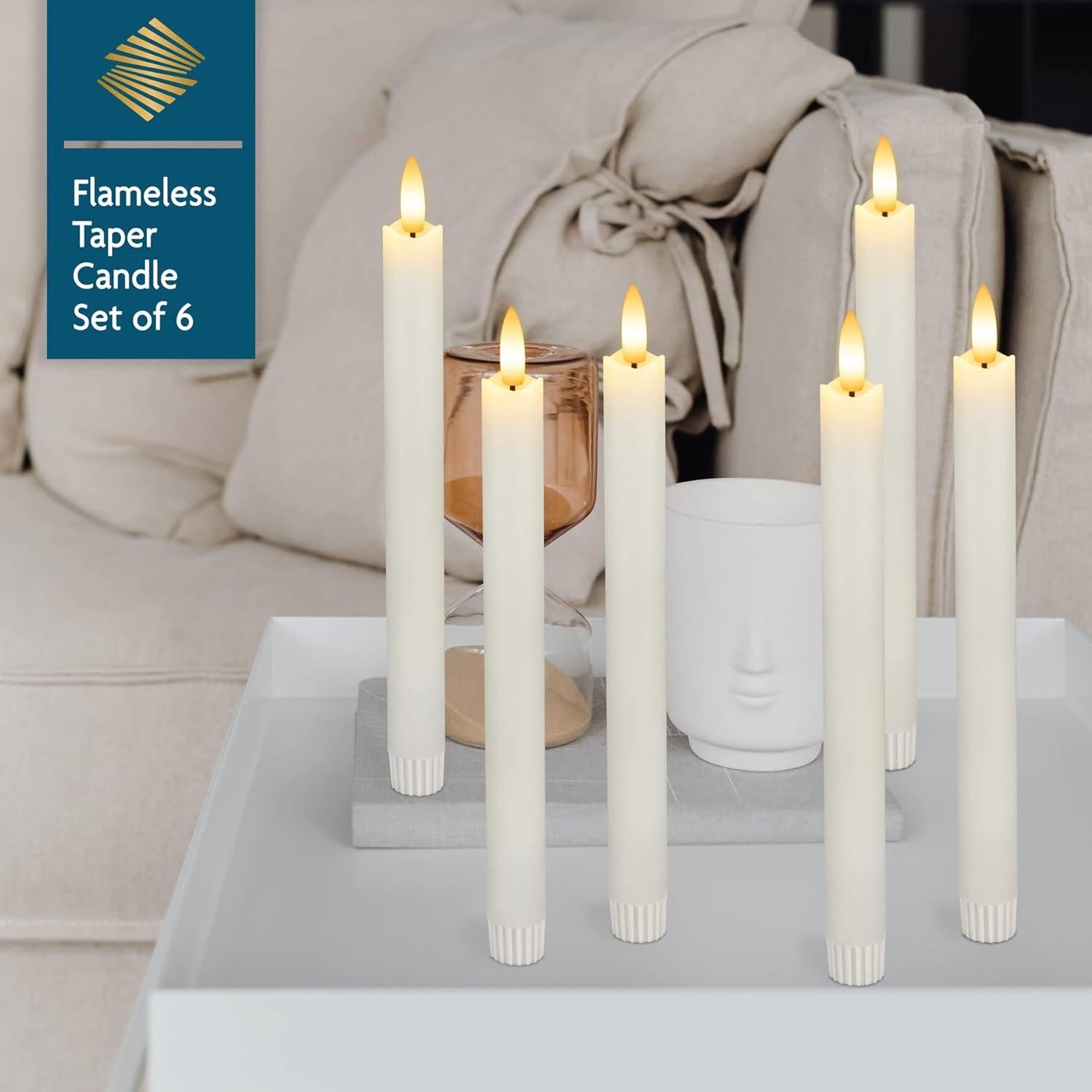 Juego de 6 Velas LED Sin Llama SEHNSY 24.4 cm con Control Remoto