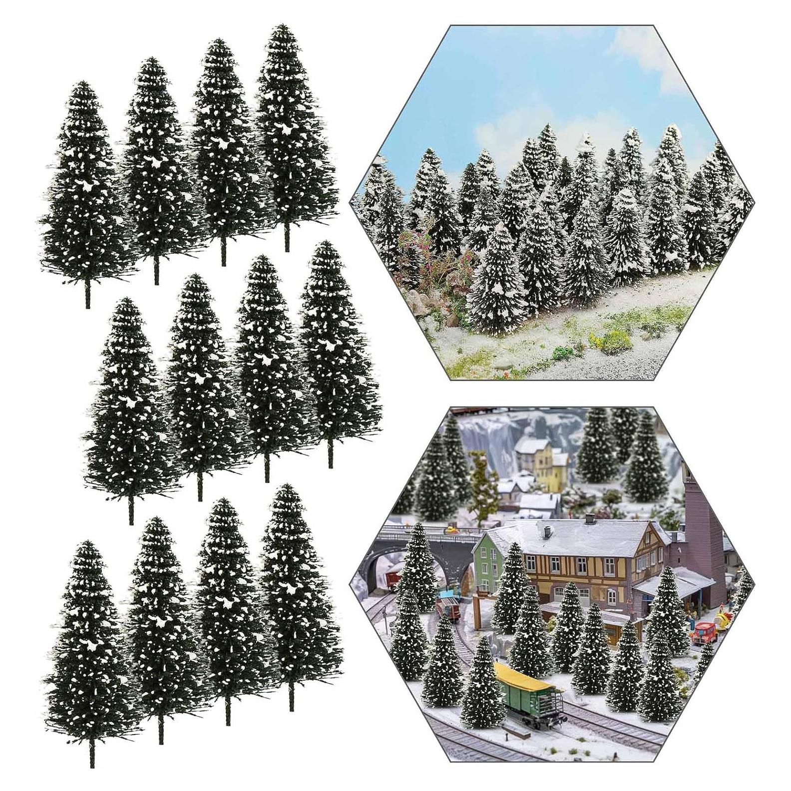 Evemodel 40PCS Árboles de Pino con Nieve 69 mm para Diorama