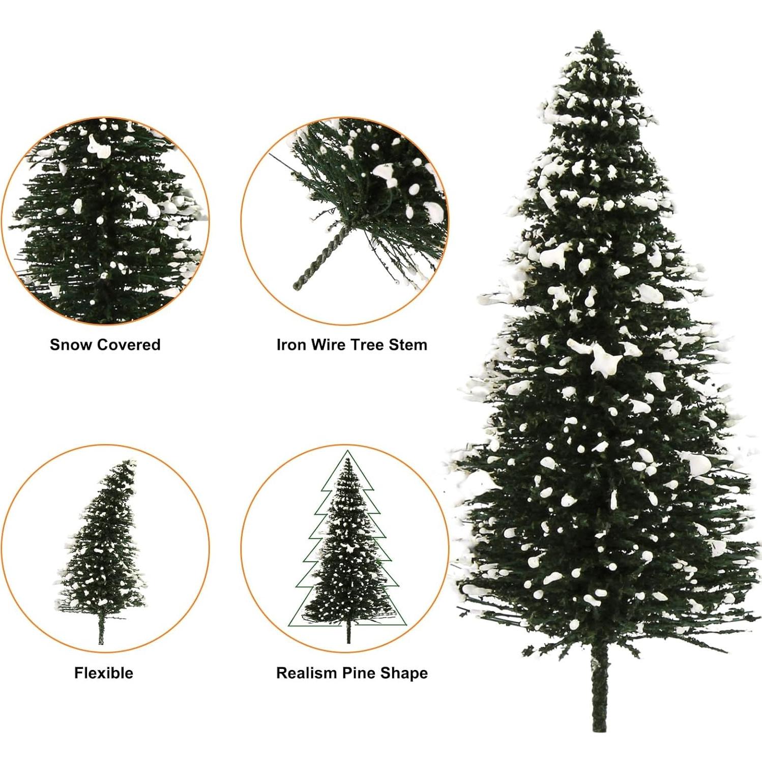 Evemodel 40PCS Árboles de Pino con Nieve 69 mm para Diorama