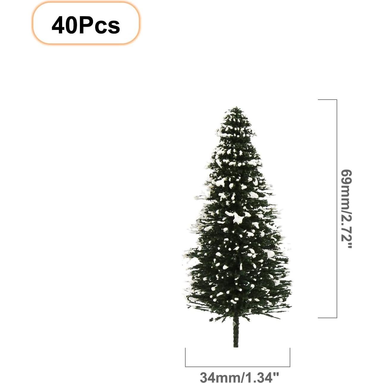 Evemodel 40PCS Árboles de Pino con Nieve 69 mm para Diorama