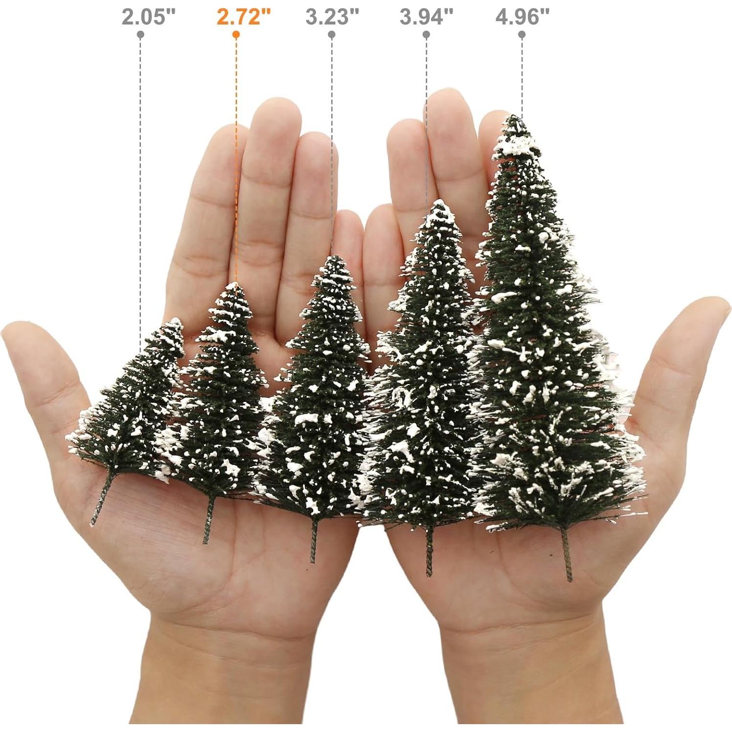 Evemodel 40PCS Árboles de Pino con Nieve 69 mm para Diorama