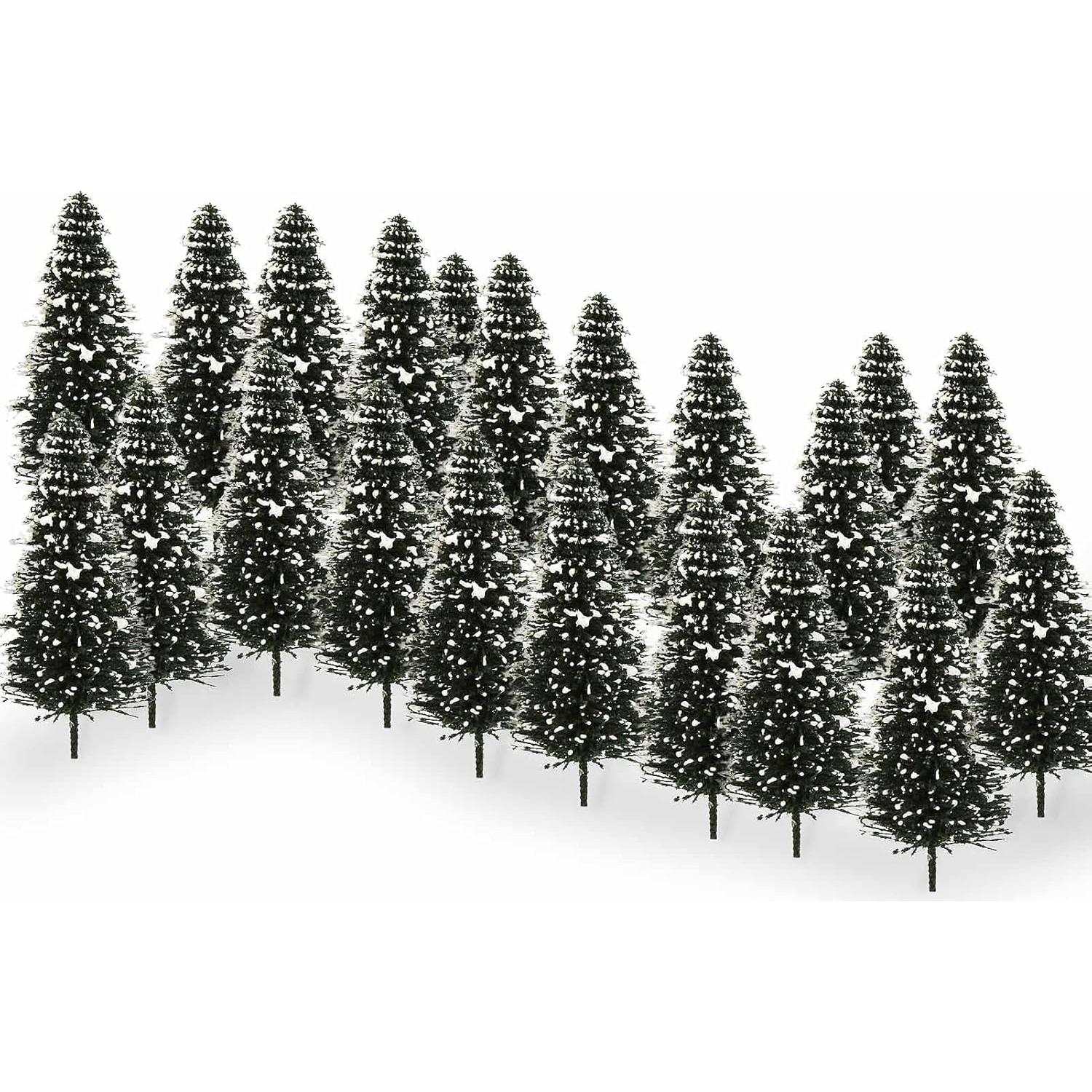 Evemodel 40PCS Árboles de Pino con Nieve 69 mm para Diorama