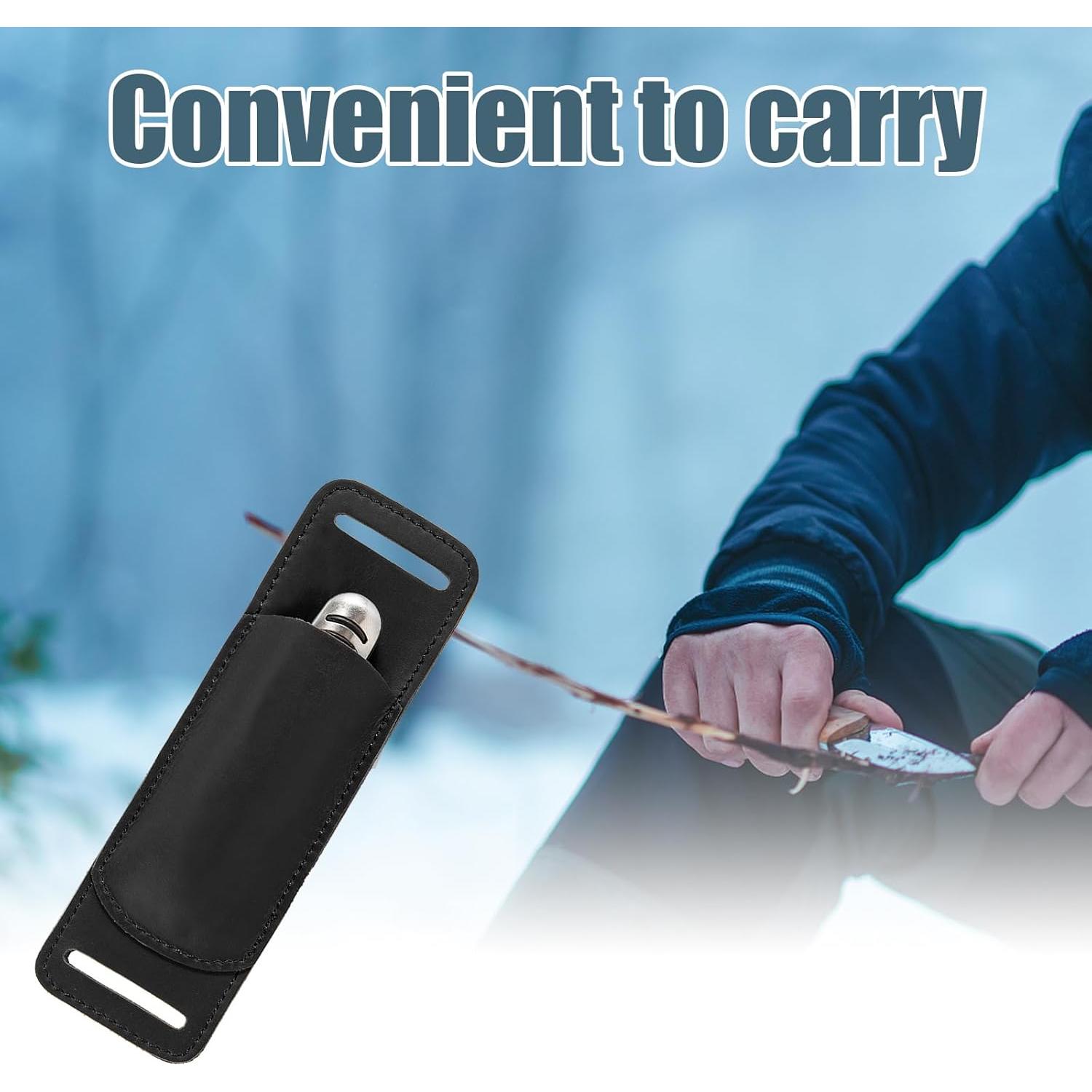 Funda de Cuchillo Plegable ANEETAFAN de Cuero Negro EDC