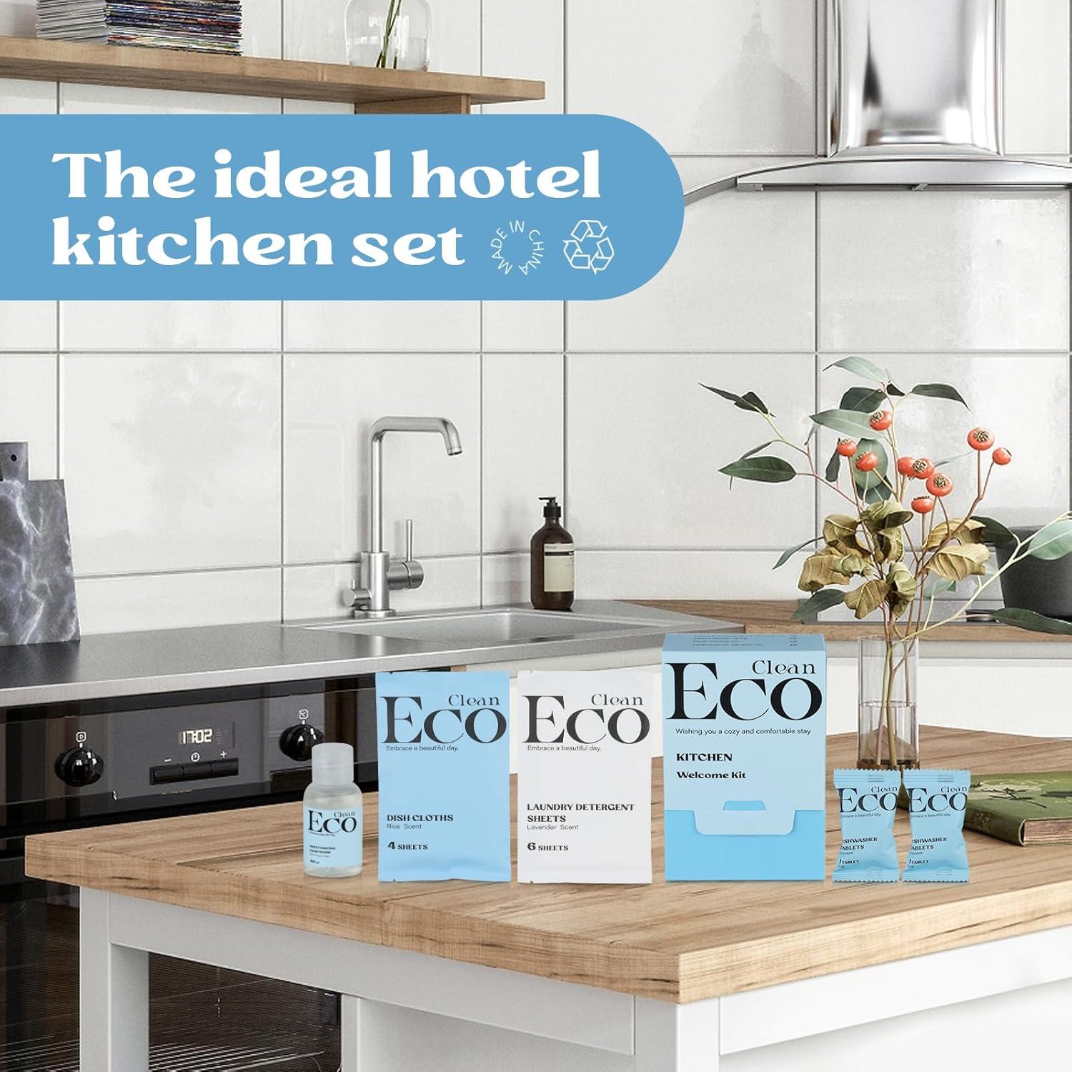 Kit de Limpieza de Cocina Ecoglobal 4 Pcs y Jabón de Manos