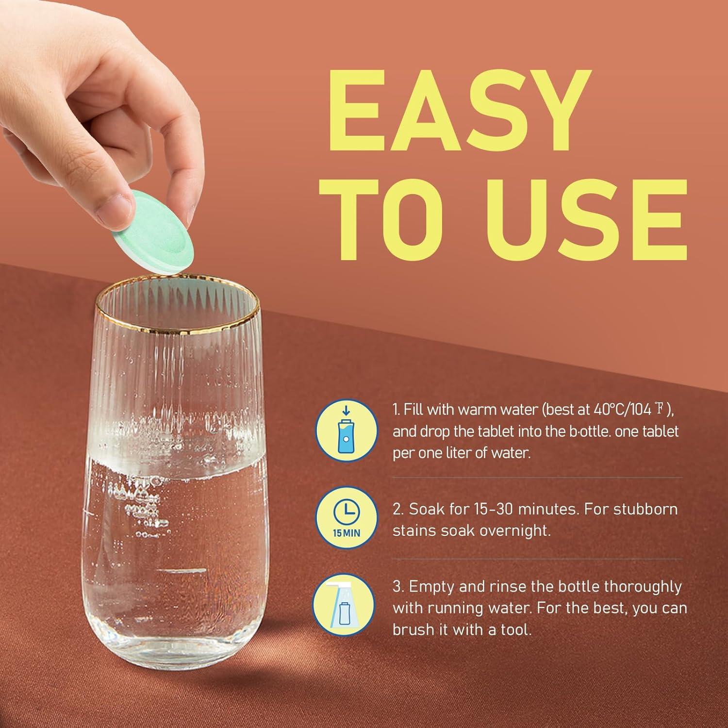 Tabletas de Limpieza para Botellas APPTRIN - 18 Tabletas Sabor Manzana