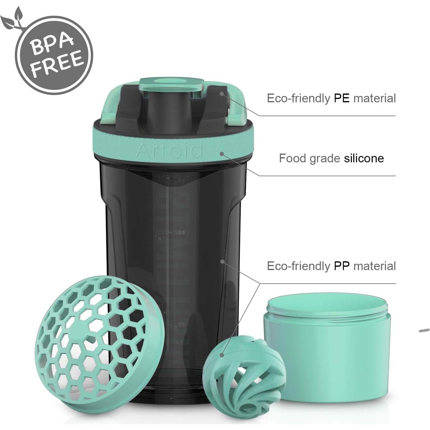 Botella Deportiva Artoid Mode 720ml Libre de BPA Verde Aqua/Negro