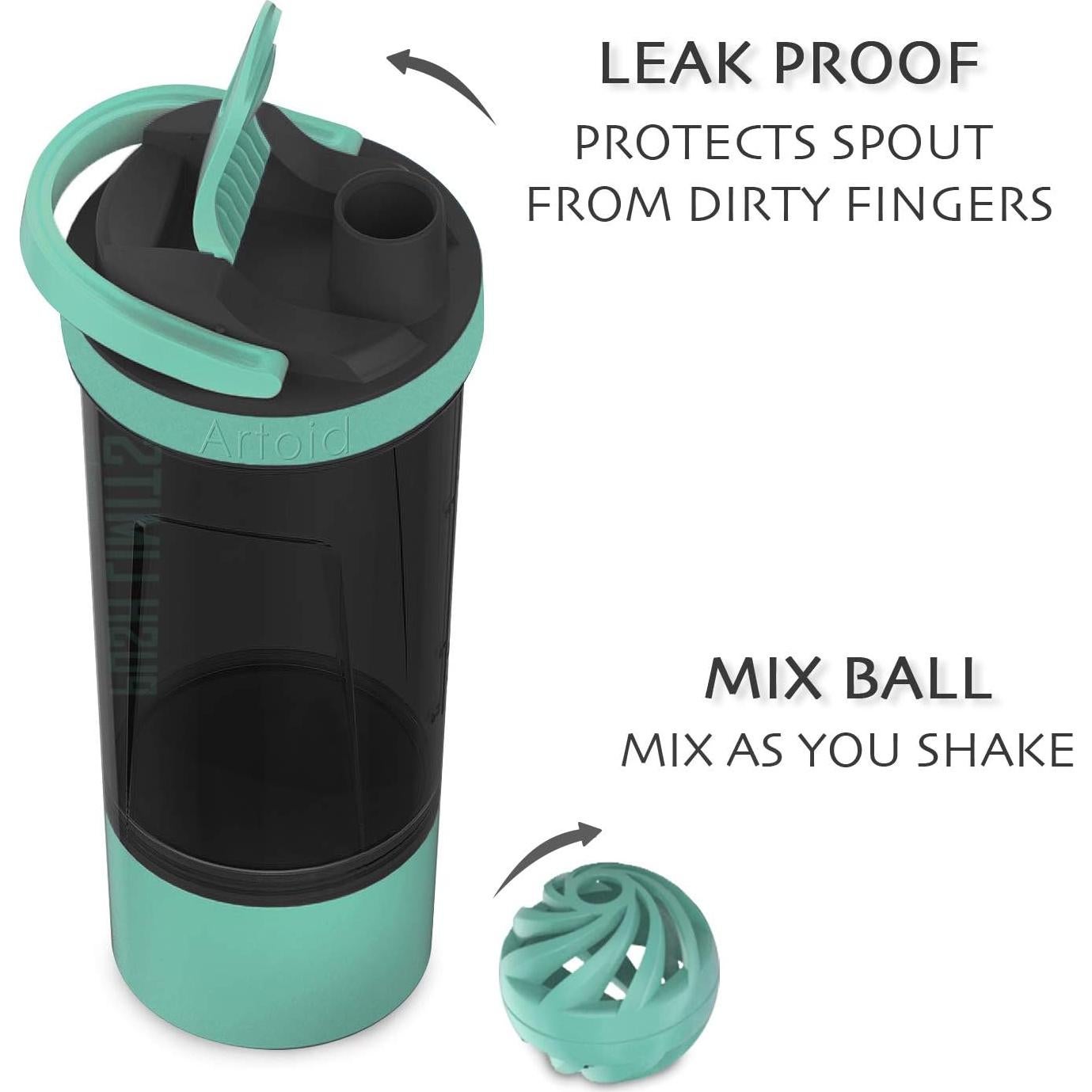 Botella Deportiva Artoid Mode 720ml Libre de BPA Verde Aqua/Negro