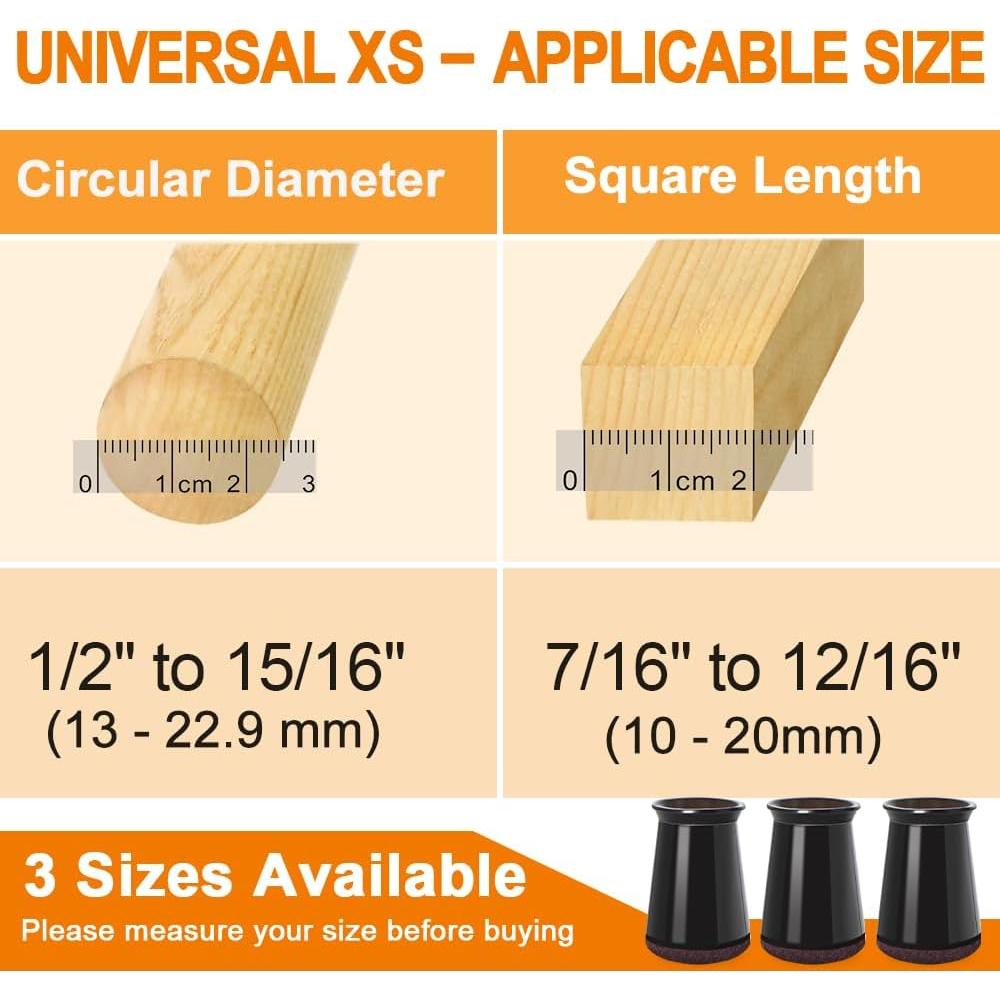 24 Protectores de Patas de Silla VIUME Silicona Ajuste 13-22.9mm