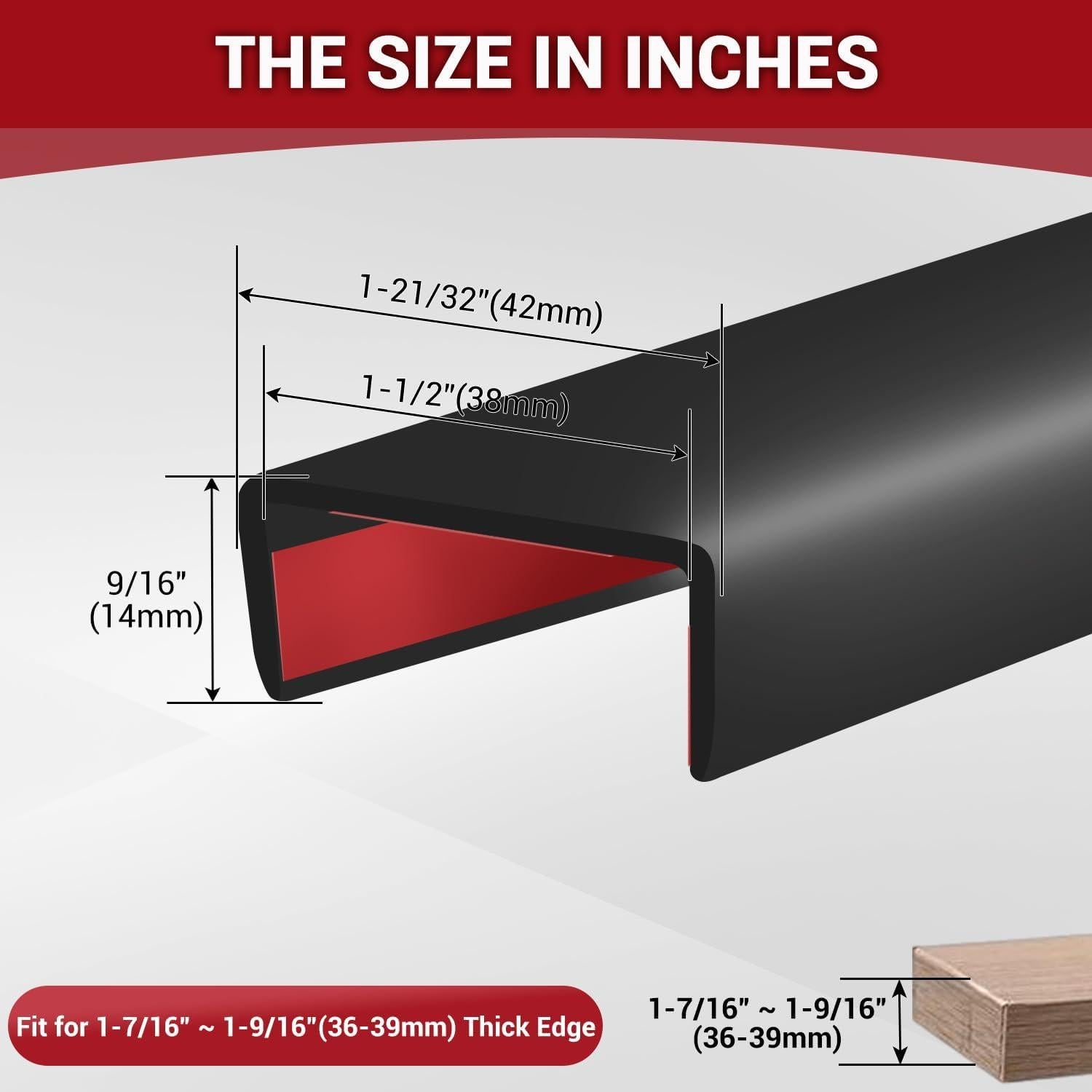 Bisel de borde autoadhesivo YANRUI 1.5" x 6m negro EPDM