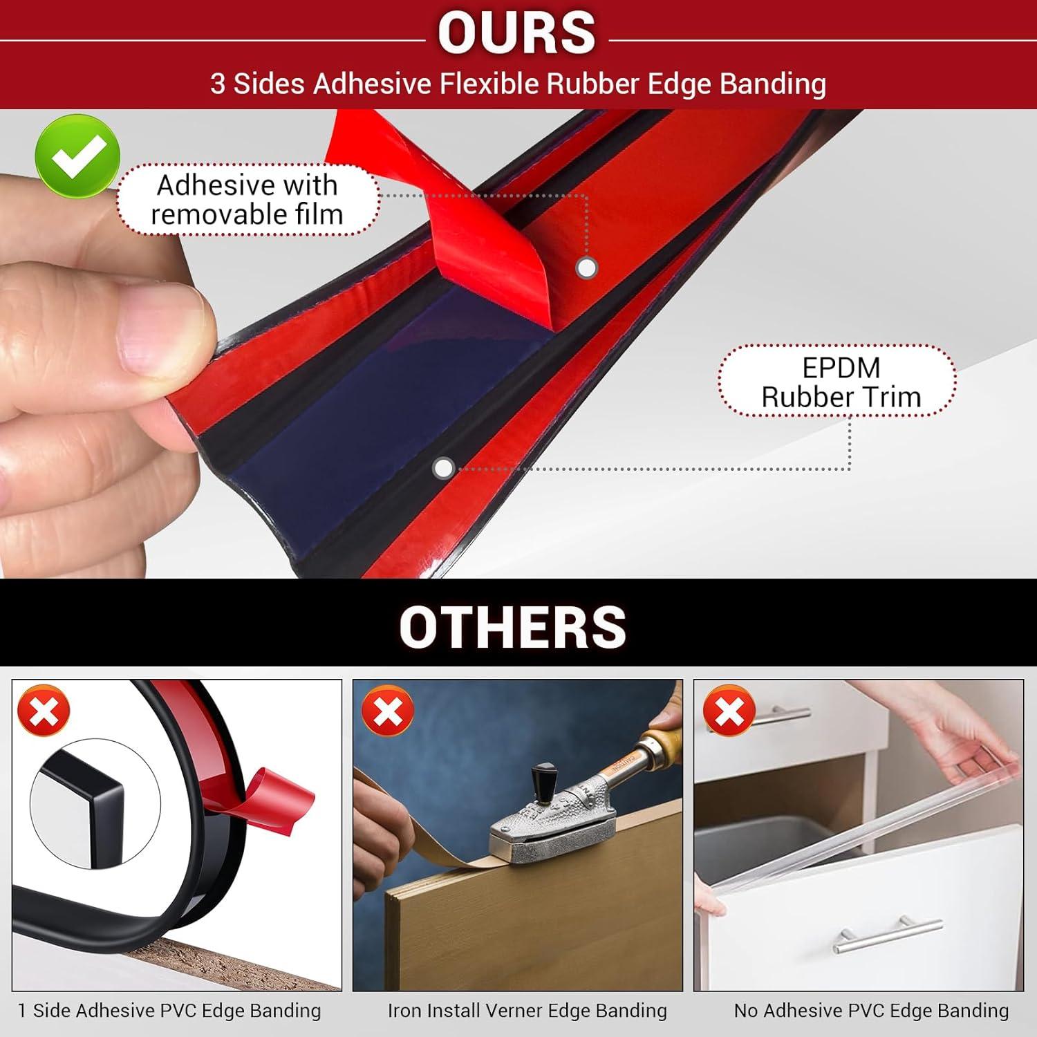 Bisel de borde autoadhesivo YANRUI 1.5" x 6m negro EPDM