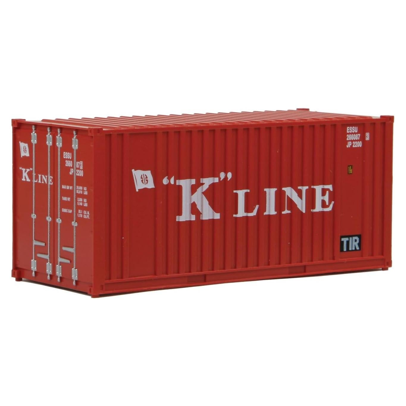 Contenedor Corrugado 20' K-Line Escala HO Rojo y Blanco